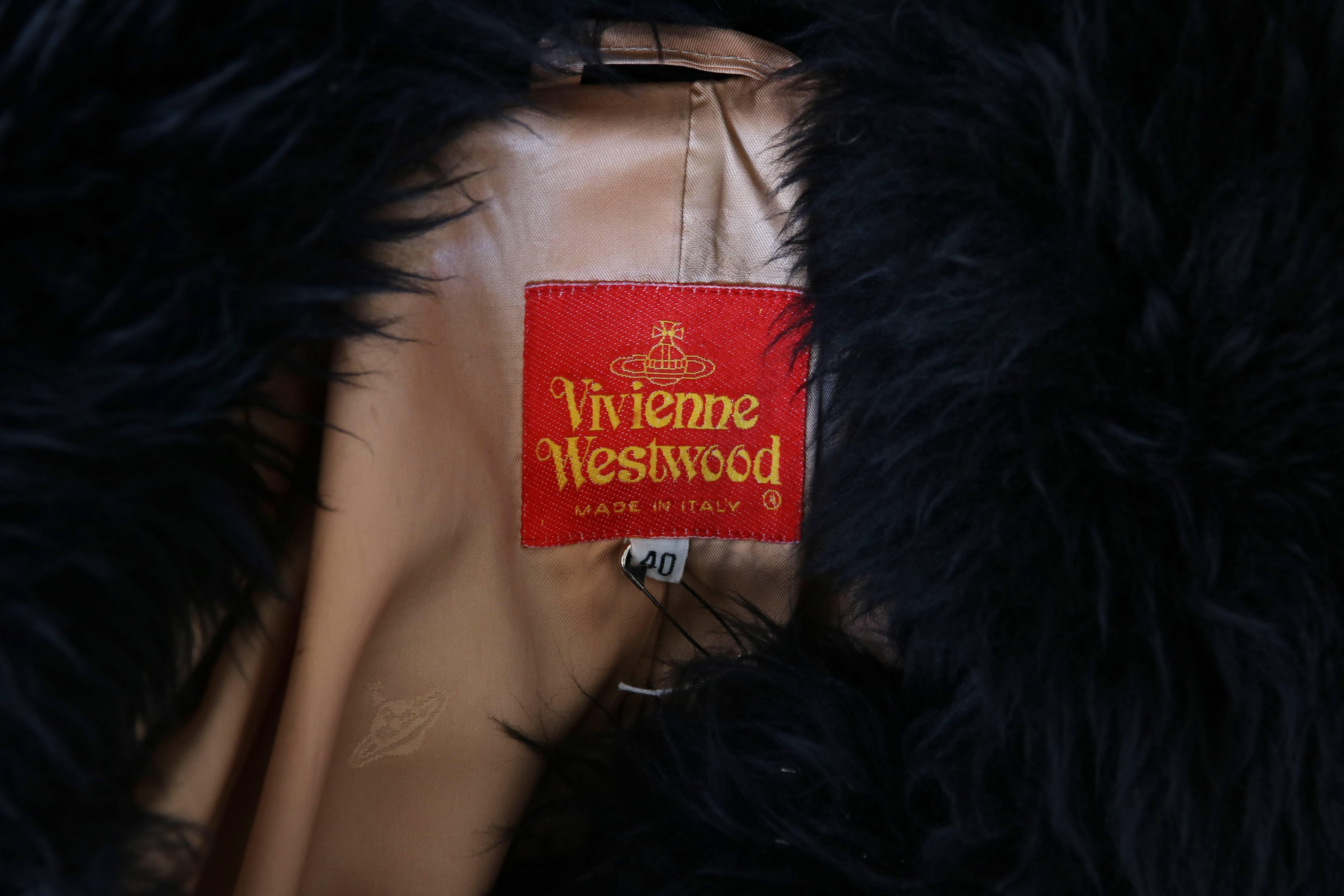 Vivienne Westwood Black Velvet Jacket With Oversized Faux Fur Trim 1
