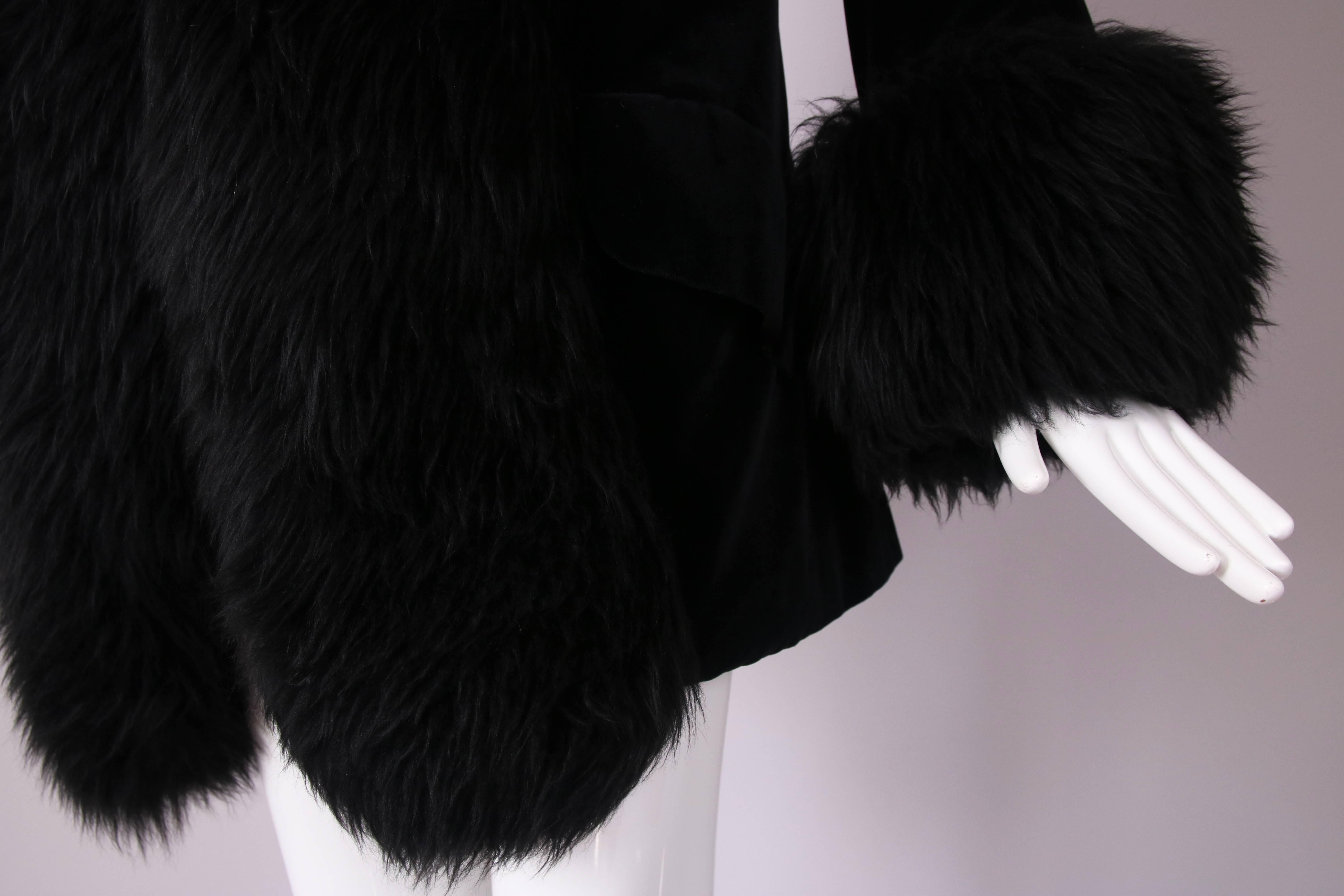 Women's or Men's Vivienne Westwood Black Velvet Jacket With Oversized Faux Fur Trim