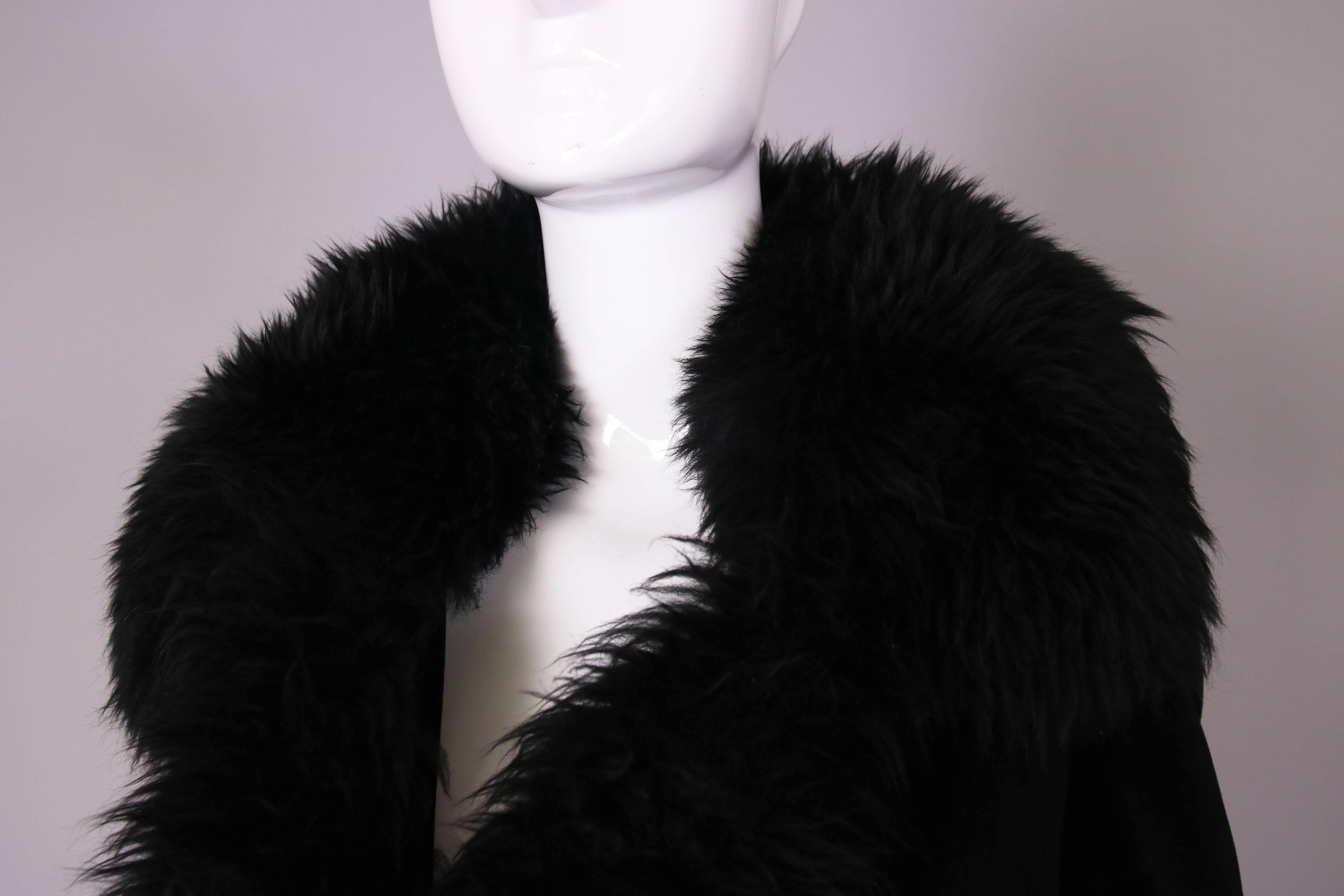 Vivienne Westwood Black Velvet Jacket With Oversized Faux Fur Trim In Excellent Condition In Studio City, CA