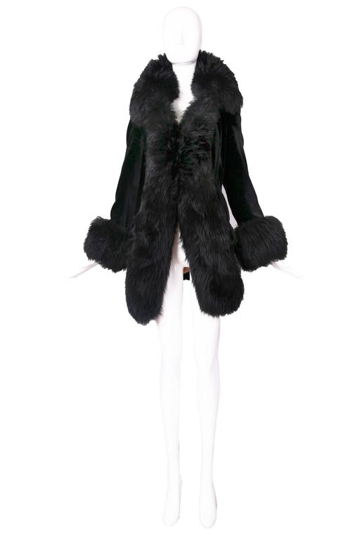 Vivienne Westwood Black Velvet Jacket With Oversized Faux Fur Trim at ...