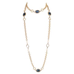 Vintage Chanel 1981 Sautoir Chain Necklace w/Pearl & Bevel-Set Gripoix beads