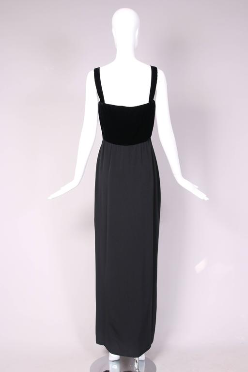 1989 Yves Saint Laurent Silk and Velvet Evening Gown w/Keyhole Opening ...