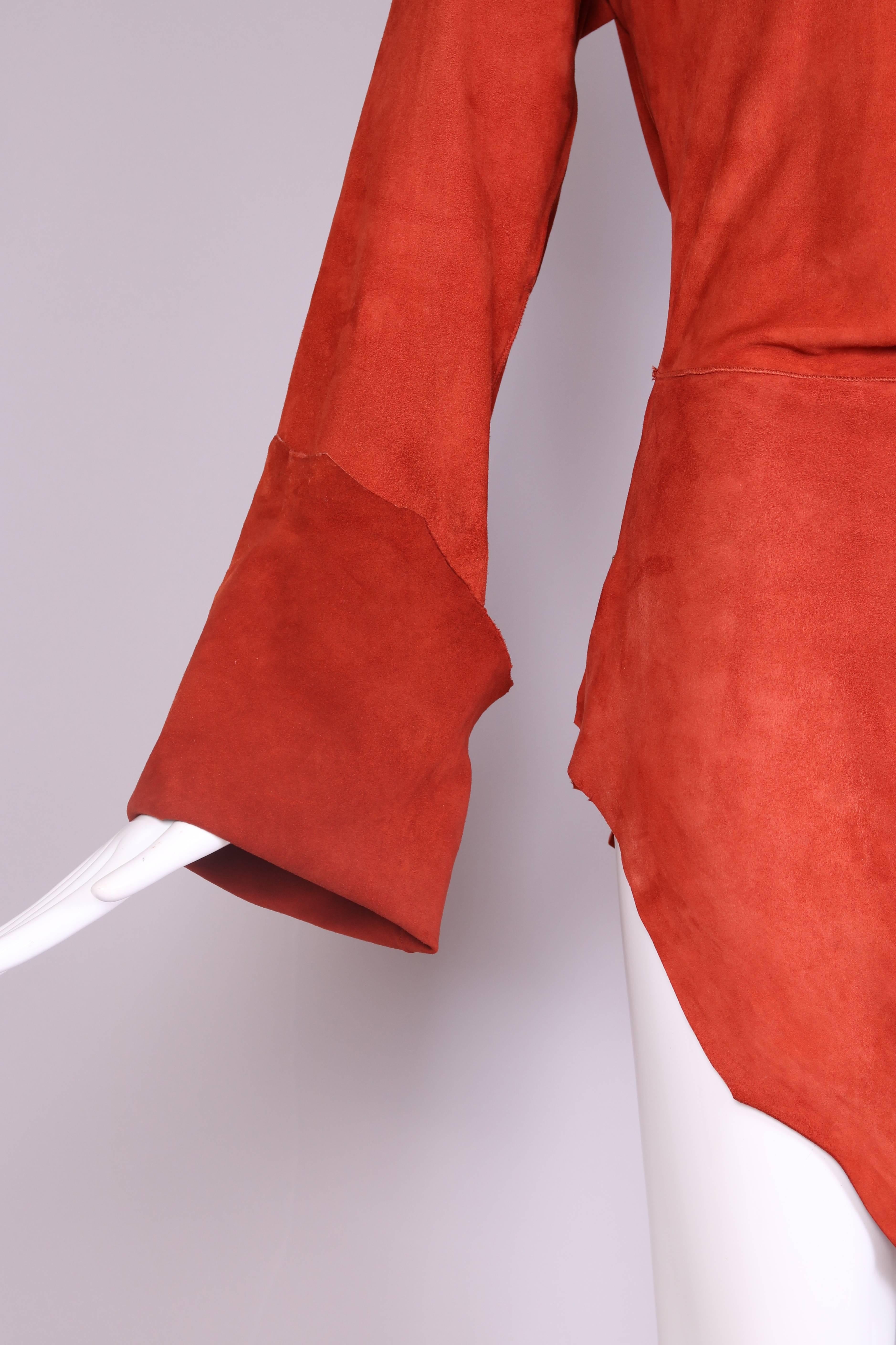 Red Vintage Jean Paul Gaultier Burnt Orange Suede Asymmetrical Tunic Dress