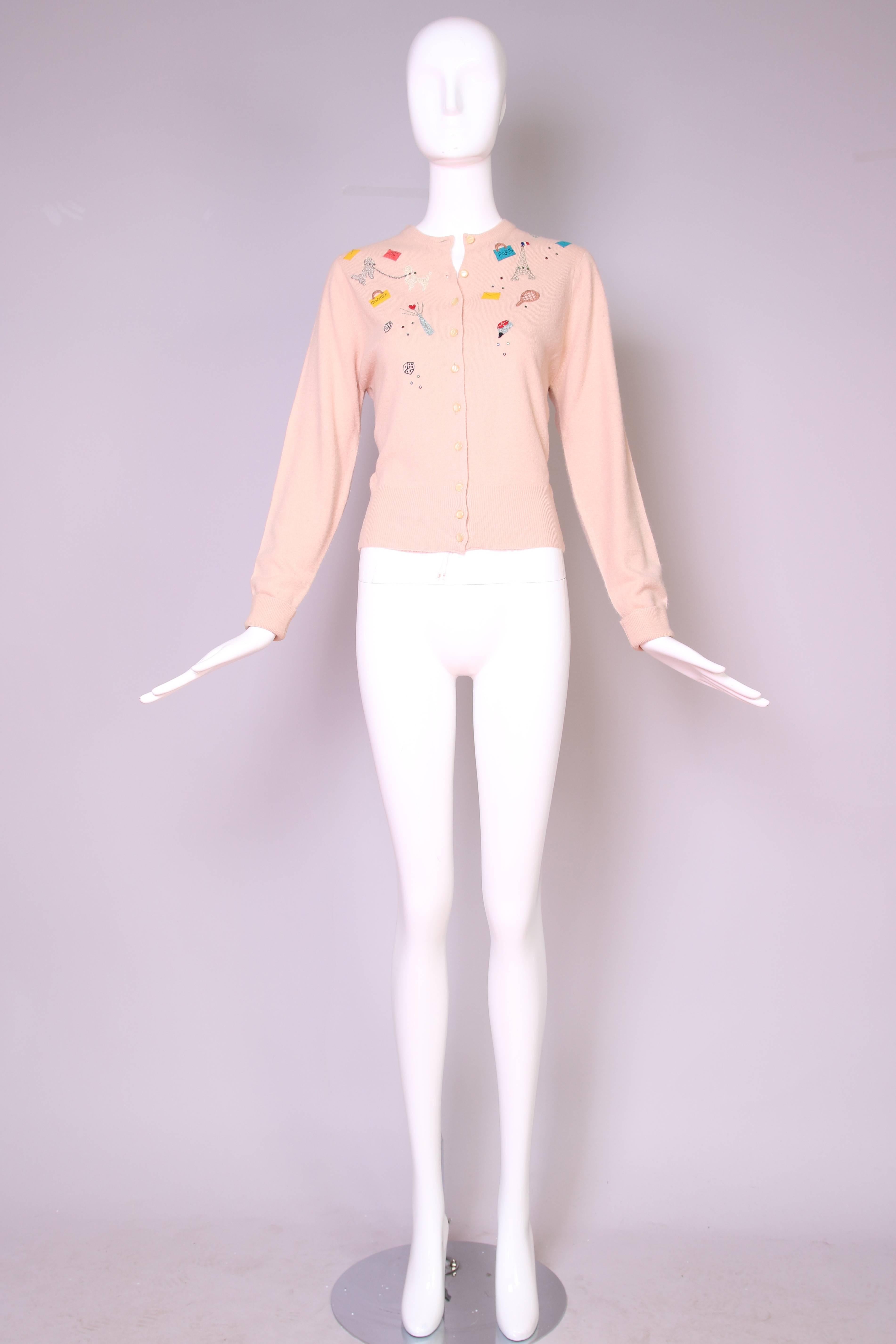 pale pink cashmere cardigan
