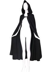 1970's Yves Saint Laurent YSL Black Wool Hooded Cape W/ Woven Clasp Detail