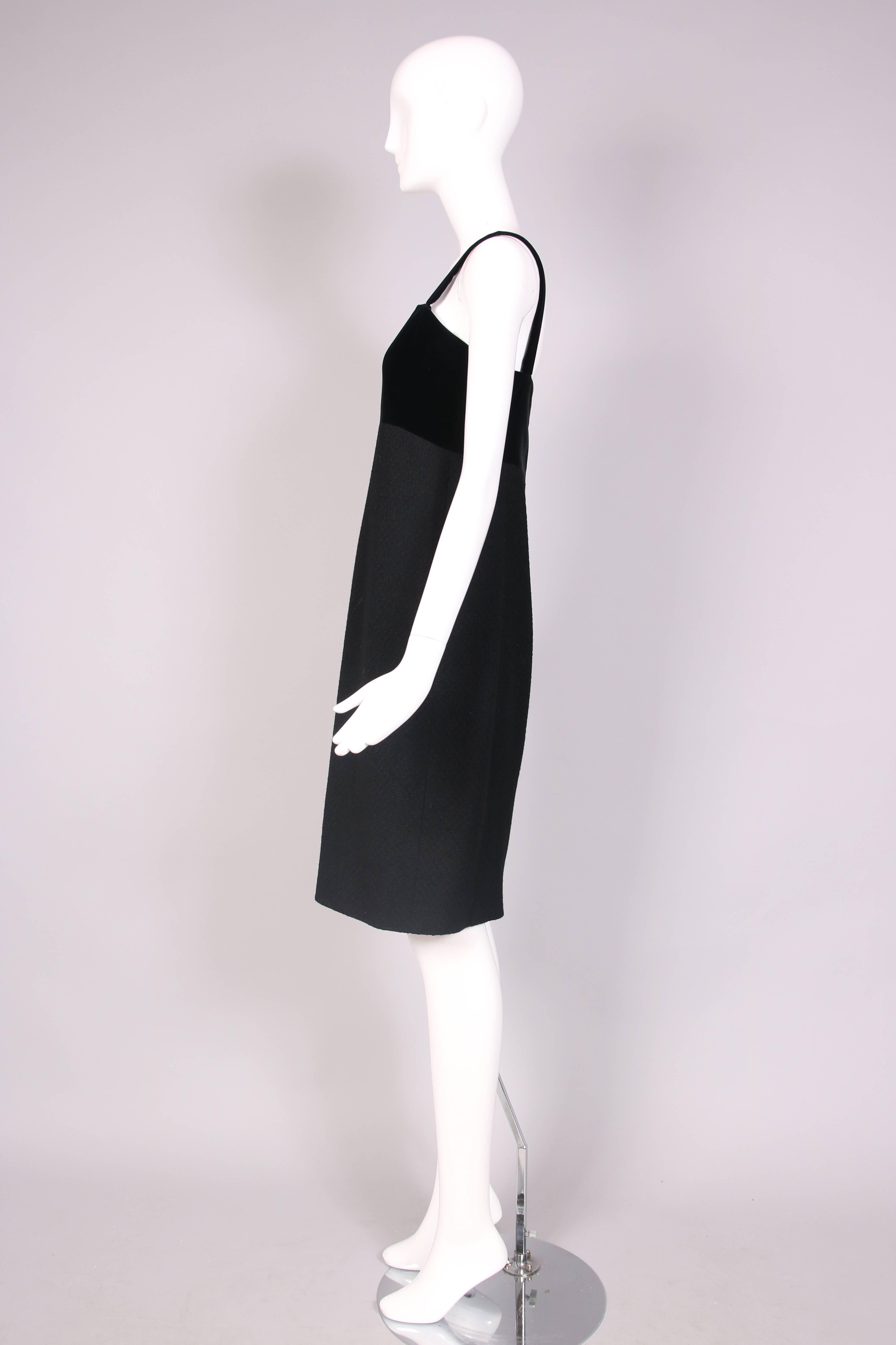 Women's Vintage Chanel Black Boucle Cocktail Dress w/Velvet Bodice