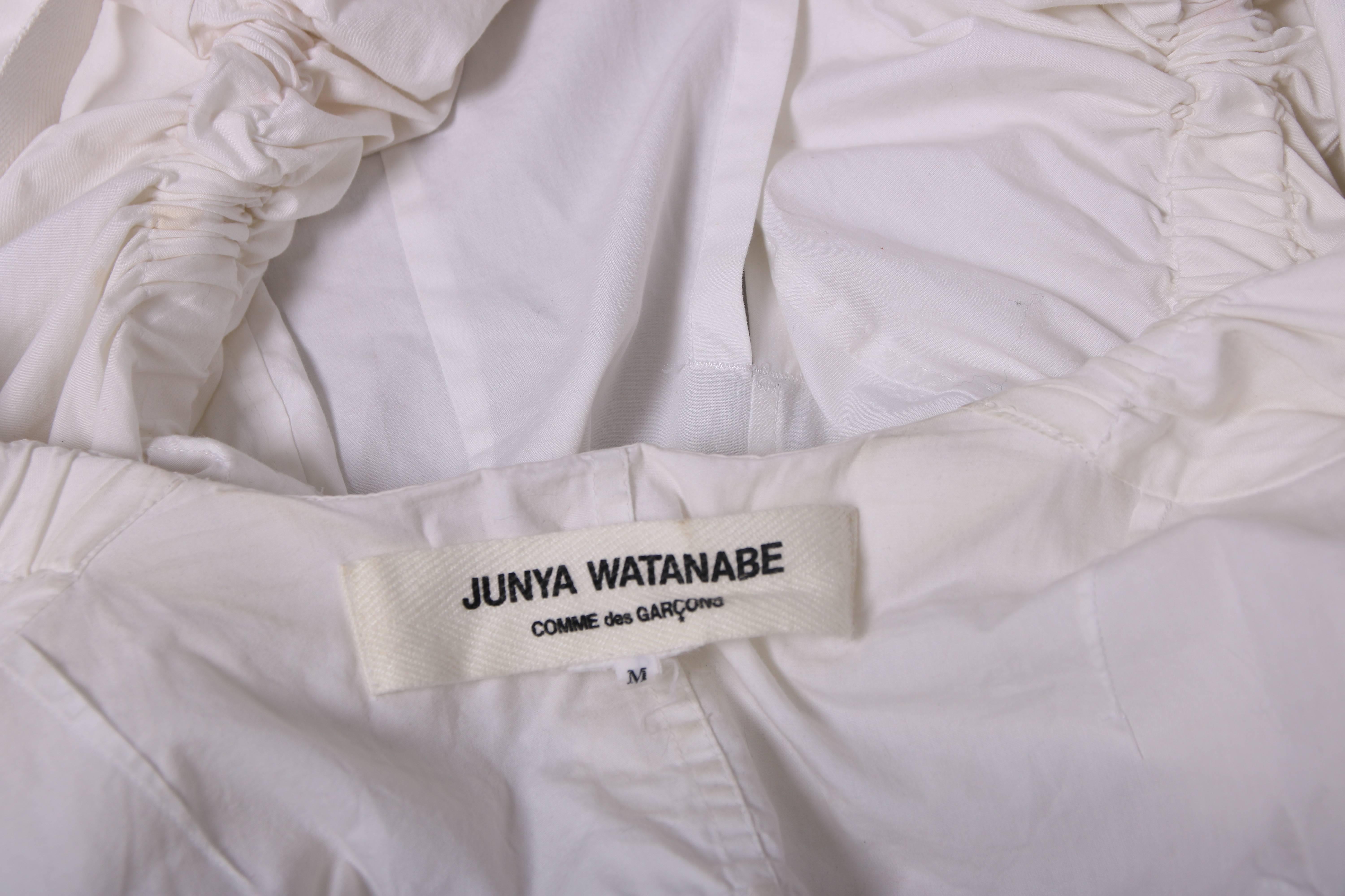2002 Junya Watanabe for Comme Des Garcons Ruched White Cotton Ruffle Top  4