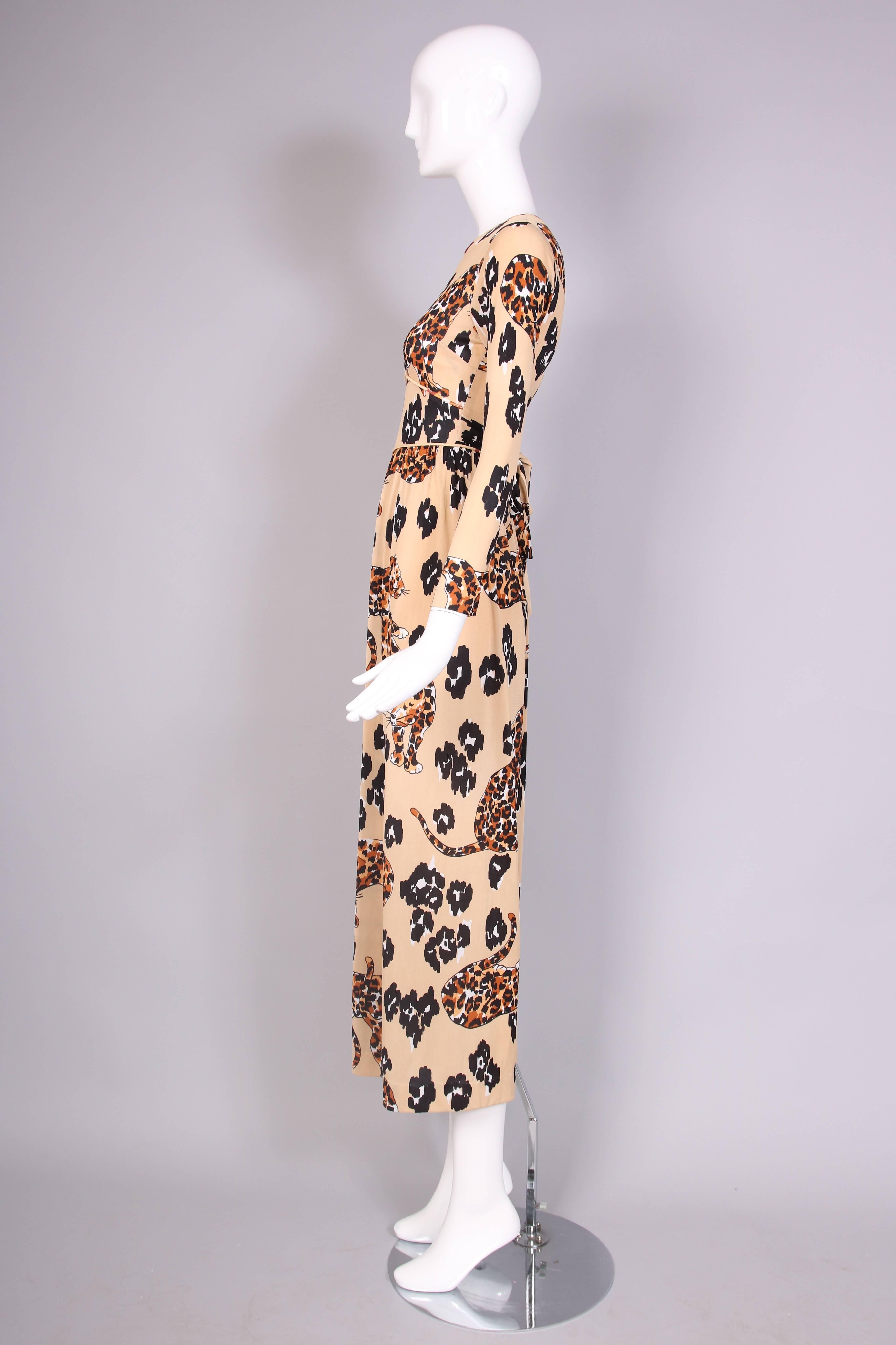 1970's Leopard Print Jersey Jumpsuit In Good Condition In Studio City, CA