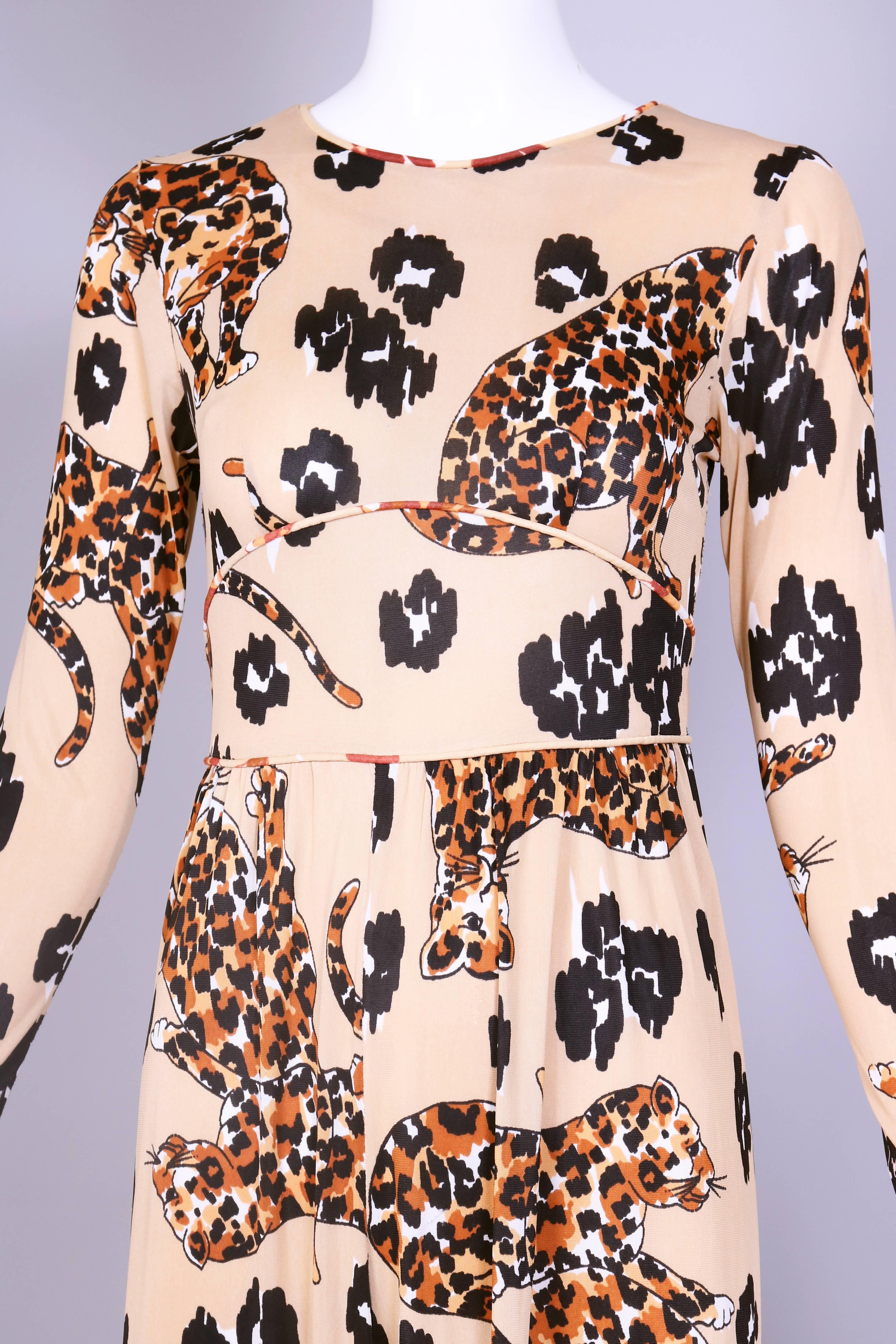 1970's Leopard Print Jersey Jumpsuit 1
