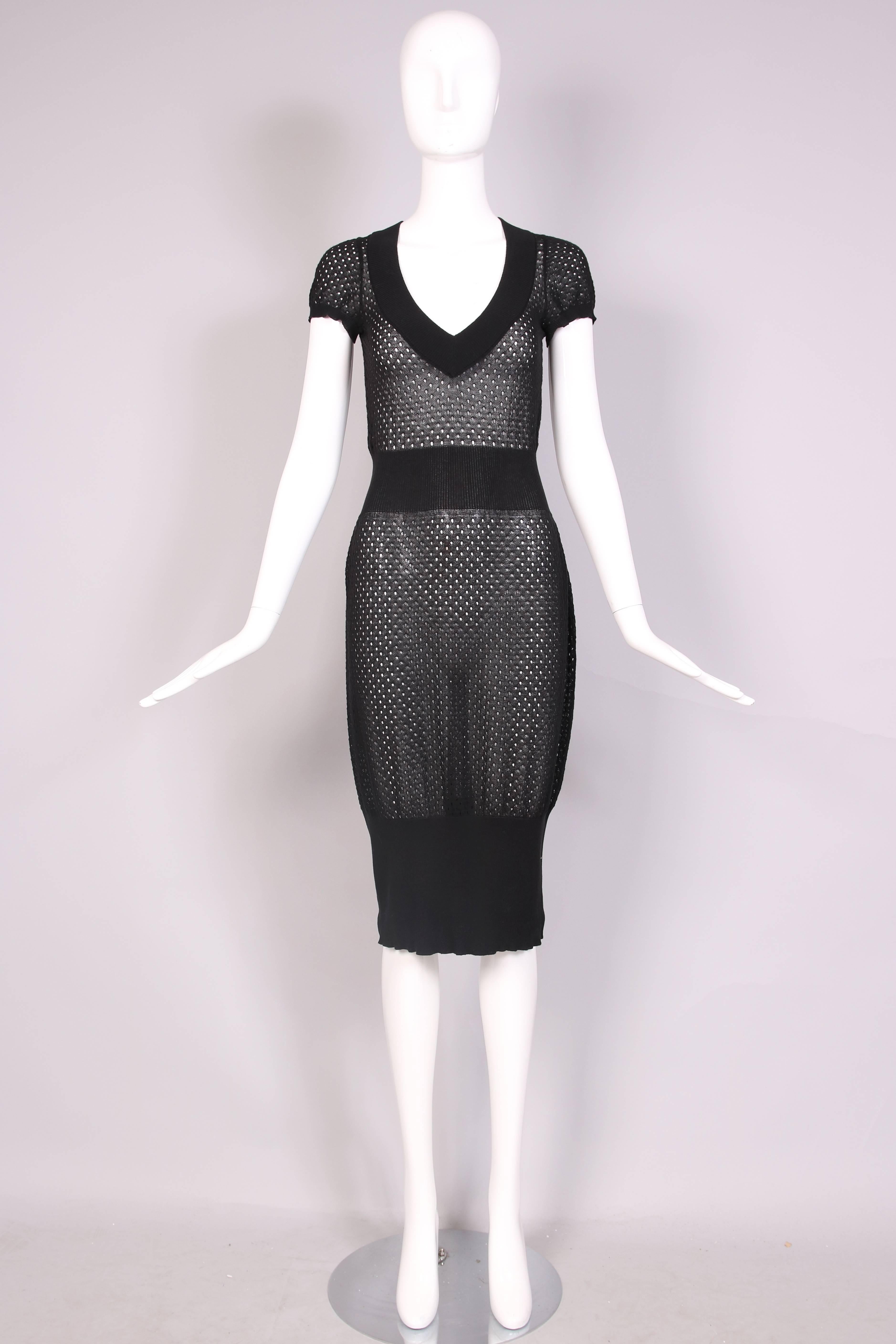 Alaia Black Open Knit Net Dress In Excellent Condition In Studio City, CA