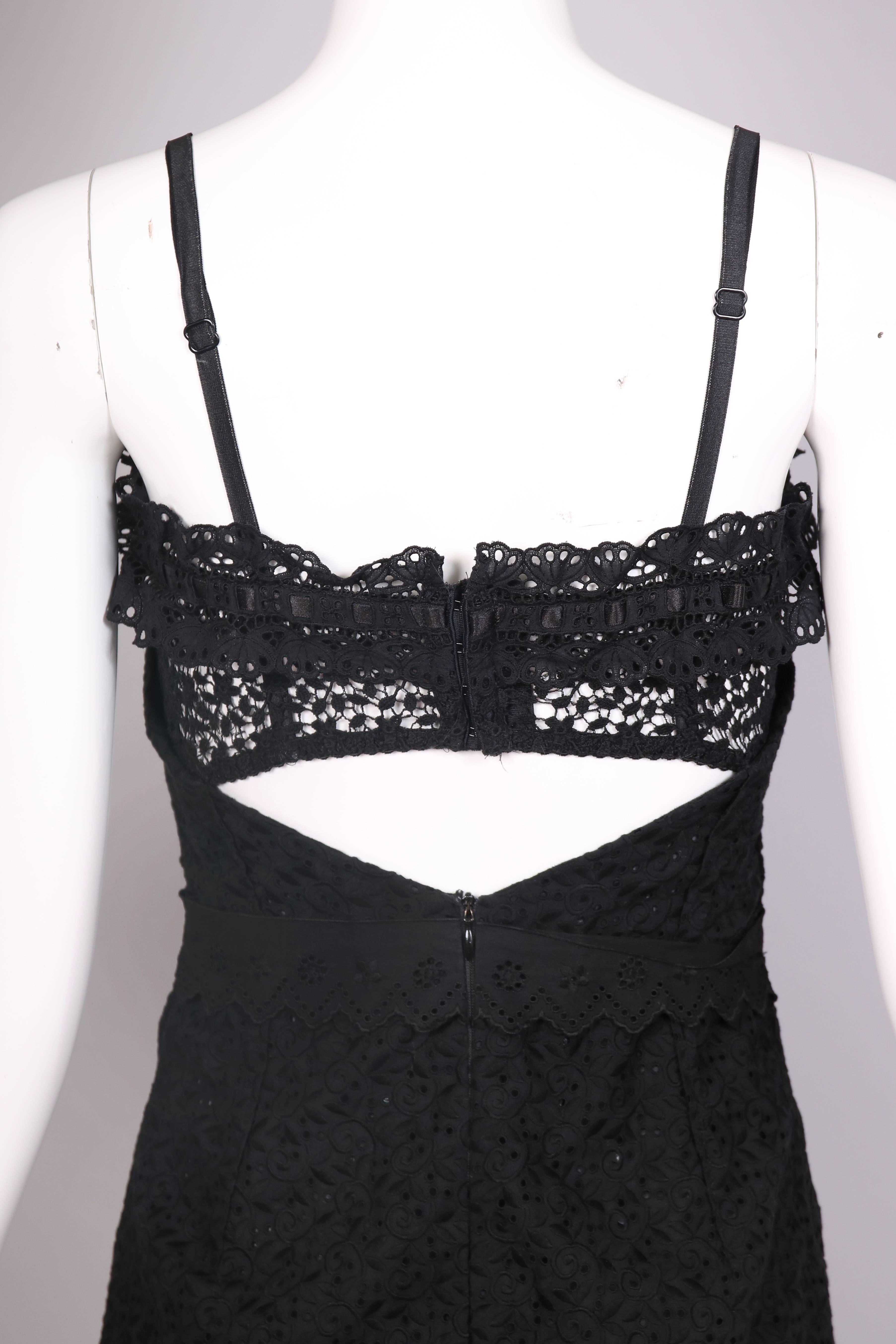 Women's Dolce & Gabbana Black Eyelet Lace Bustier Dress W/Ruffle Hem For Sale