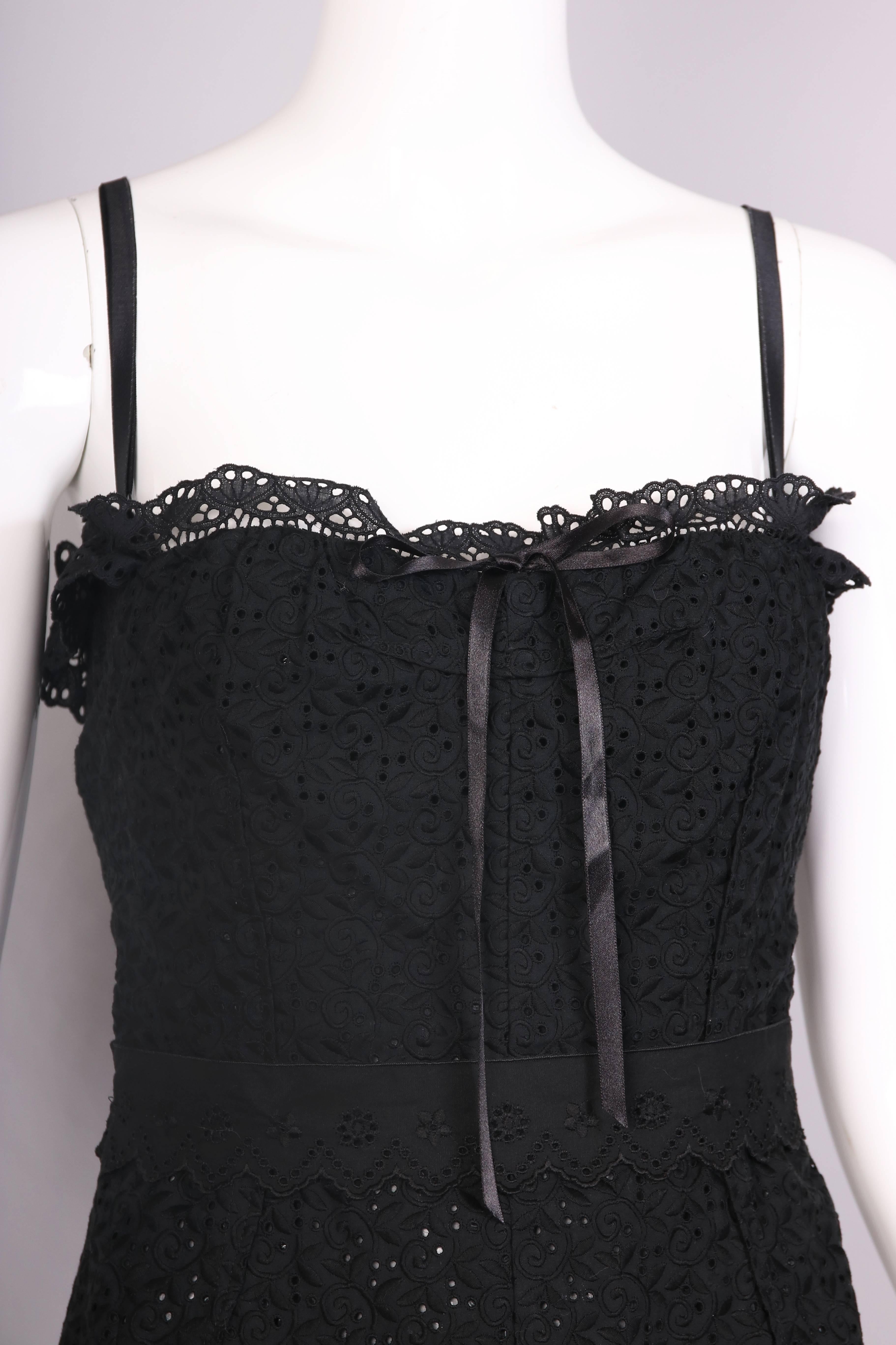 Dolce & Gabbana Black Eyelet Lace Bustier Dress W/Ruffle Hem In Excellent Condition For Sale In Studio City, CA