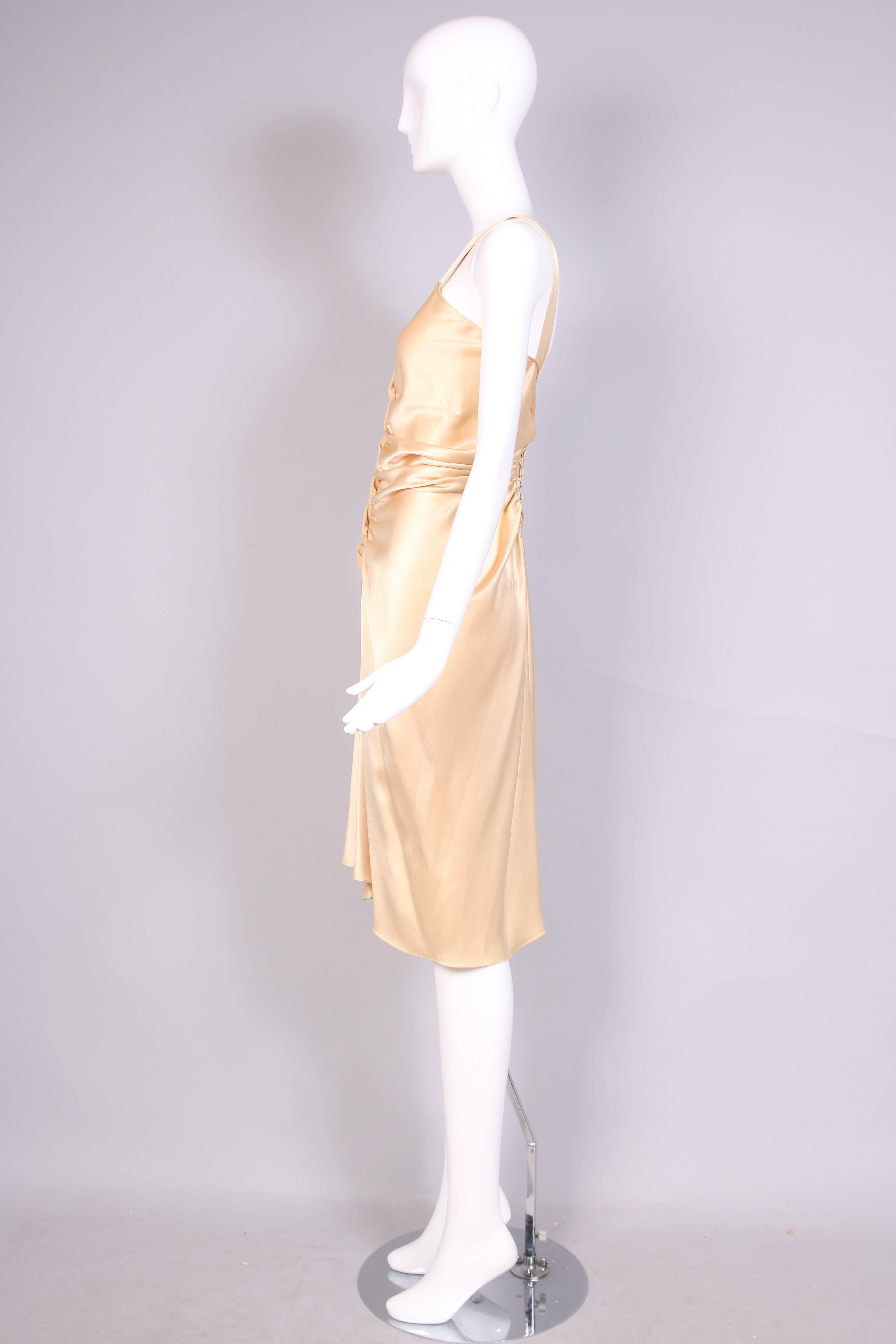 John Galliano Cream Bias Cut Ruched Evening Dress In Excellent Condition In Studio City, CA