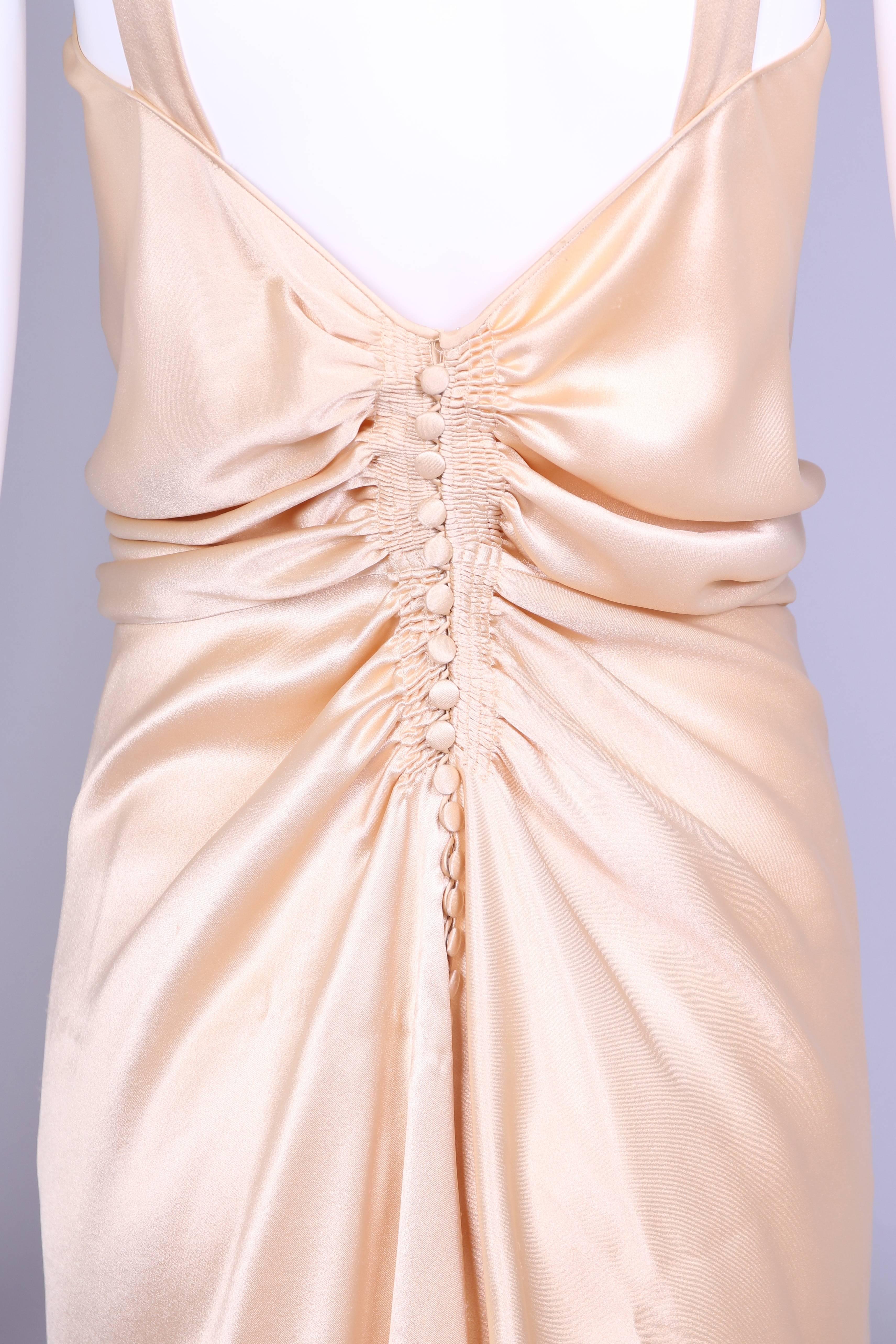 Women's John Galliano Cream Bias Cut Ruched Evening Dress