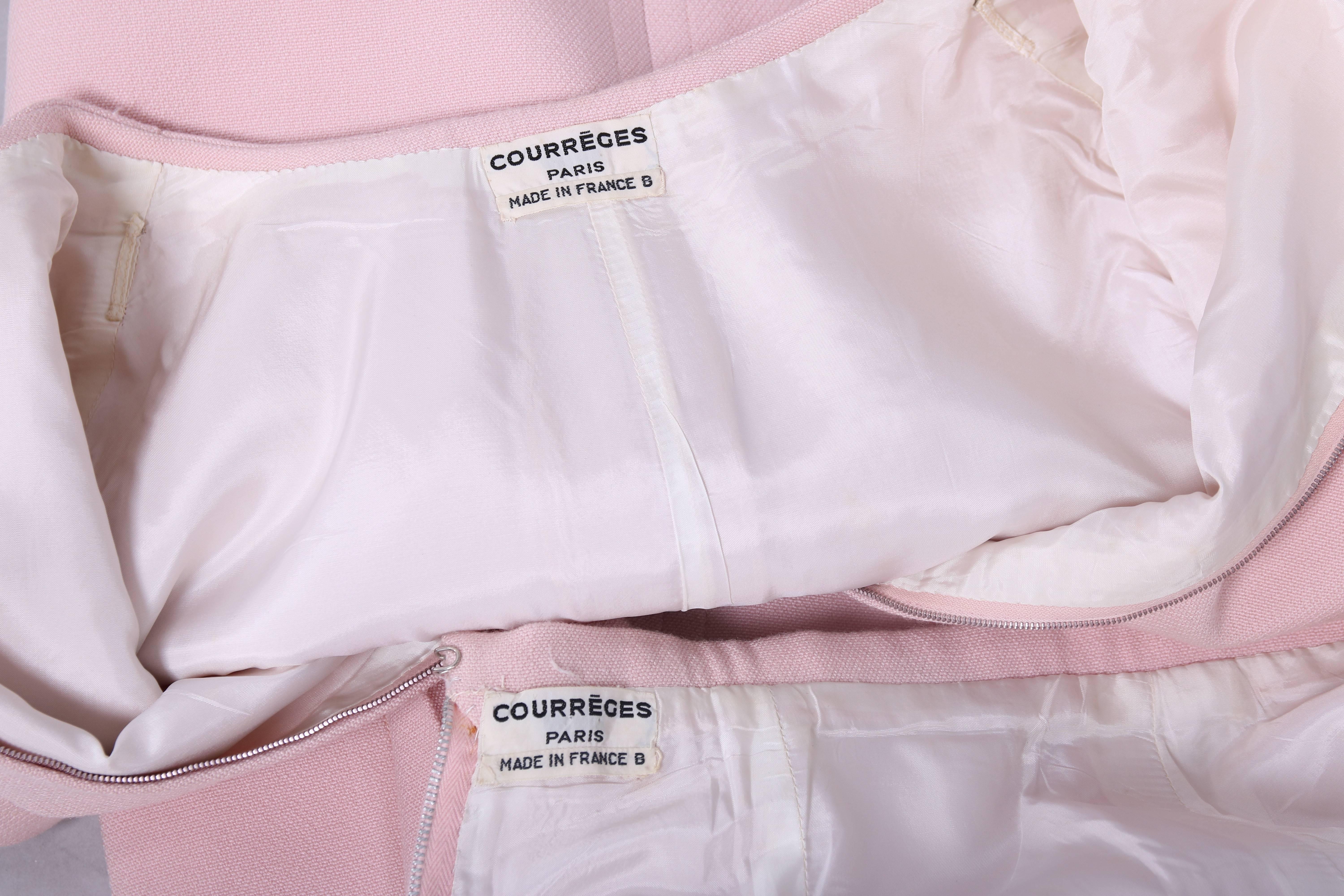 1960's Courreges for Harrods Baby Pink Tunic Top & Trouser Pant Ensemble 2