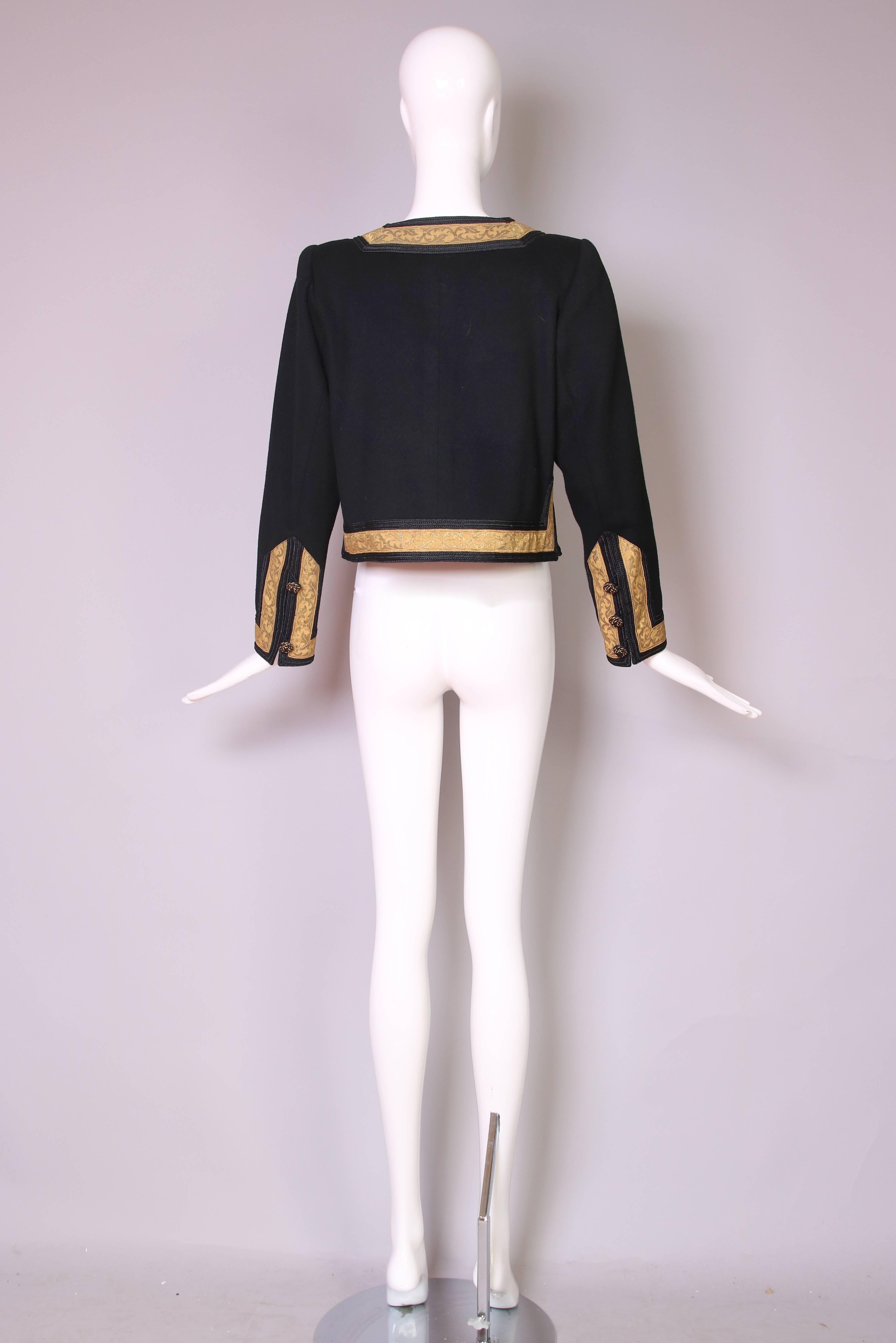Women's 1970's Yves Saint Laurent YSL Russian Collection Jacket w/Brocade Trim