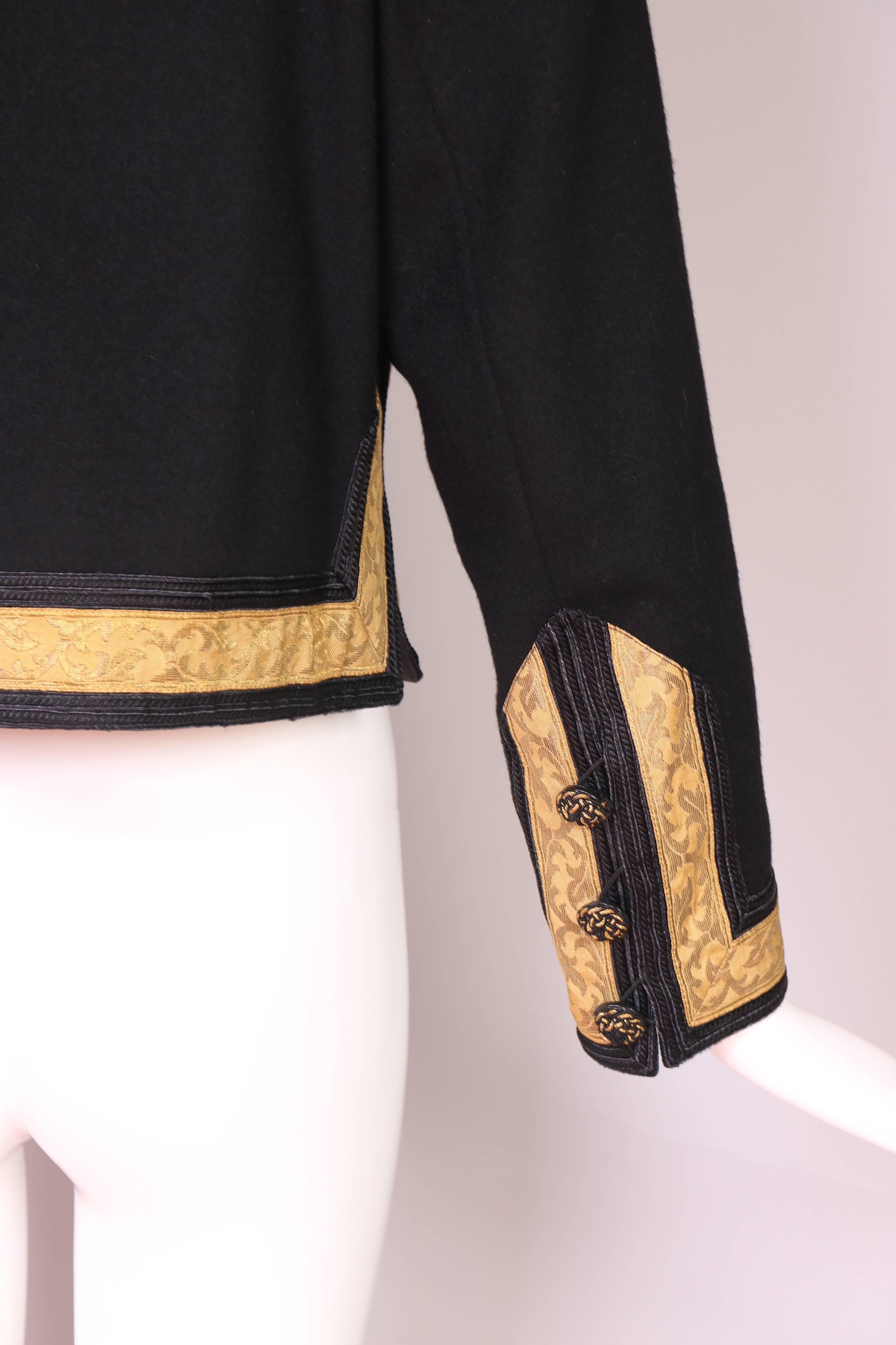1970's Yves Saint Laurent YSL Russian Collection Jacket w/Brocade Trim 2