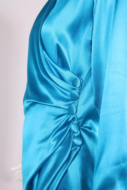 1987 A/H Yves Saint Laurent YSL Haute Couture Electric Blue Silk ...