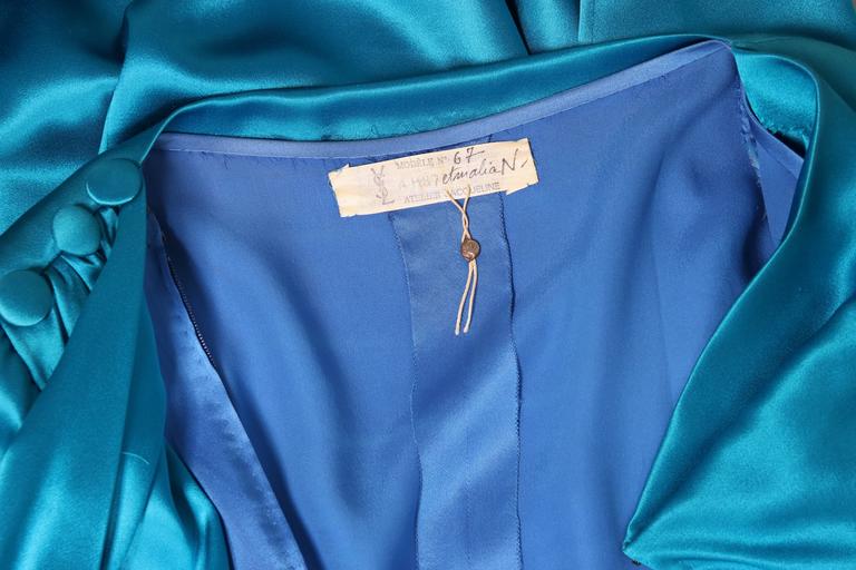 1987 A/H Yves Saint Laurent YSL Haute Couture Electric Blue Silk ...