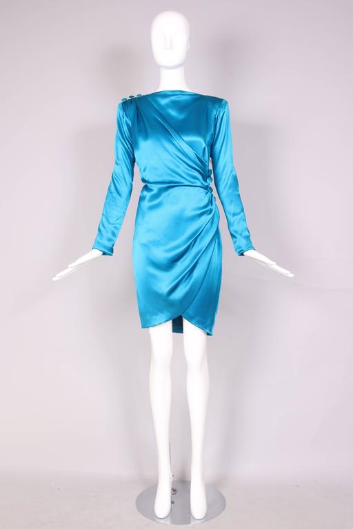1987 A/H Yves Saint Laurent YSL Haute Couture Electric Blue Silk ...