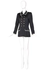Vintage Chanel Black Double Breasted Jacket W/Lace Trim