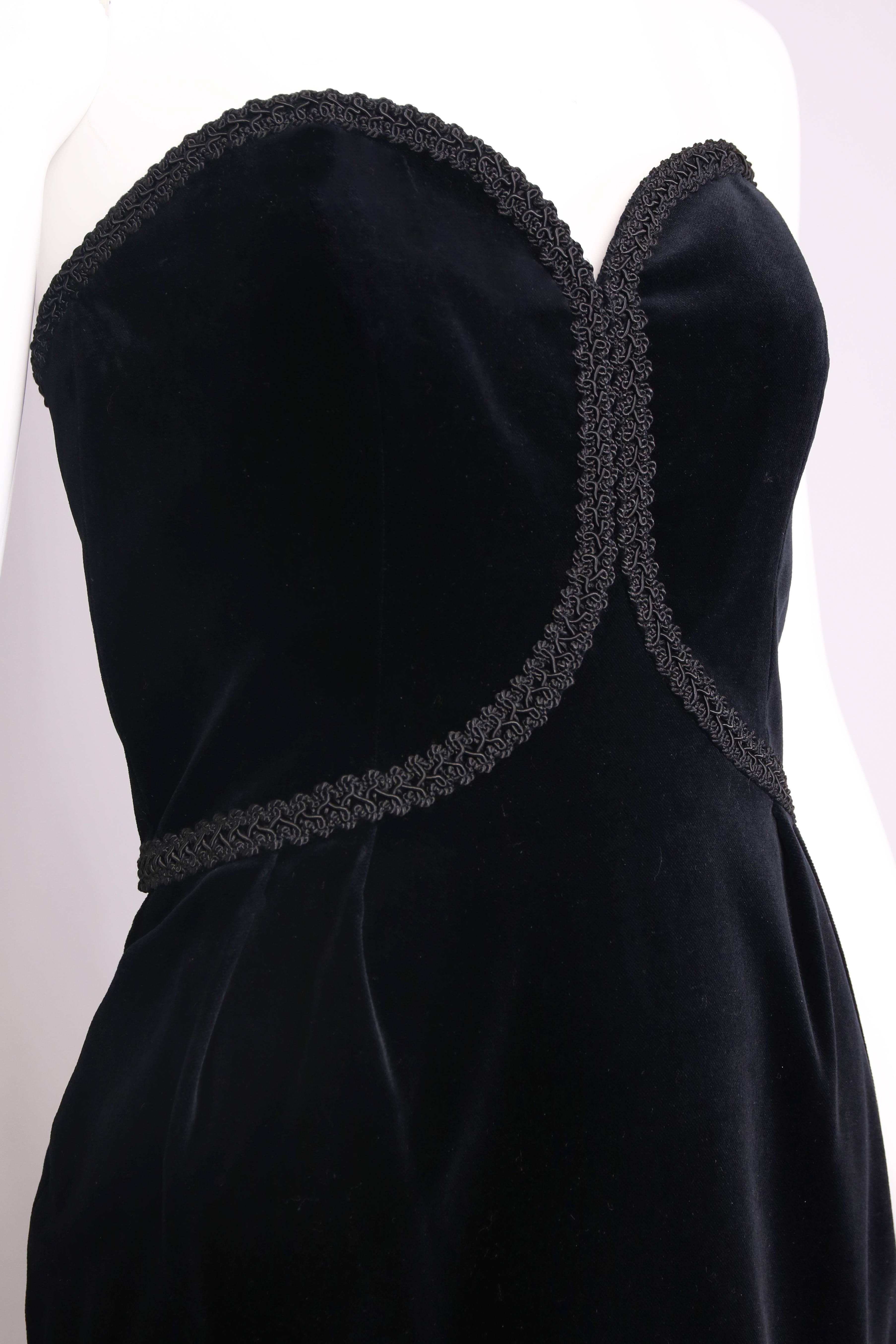 Women's Vintage Guy Laroche Black Strapless Cocktail Dress