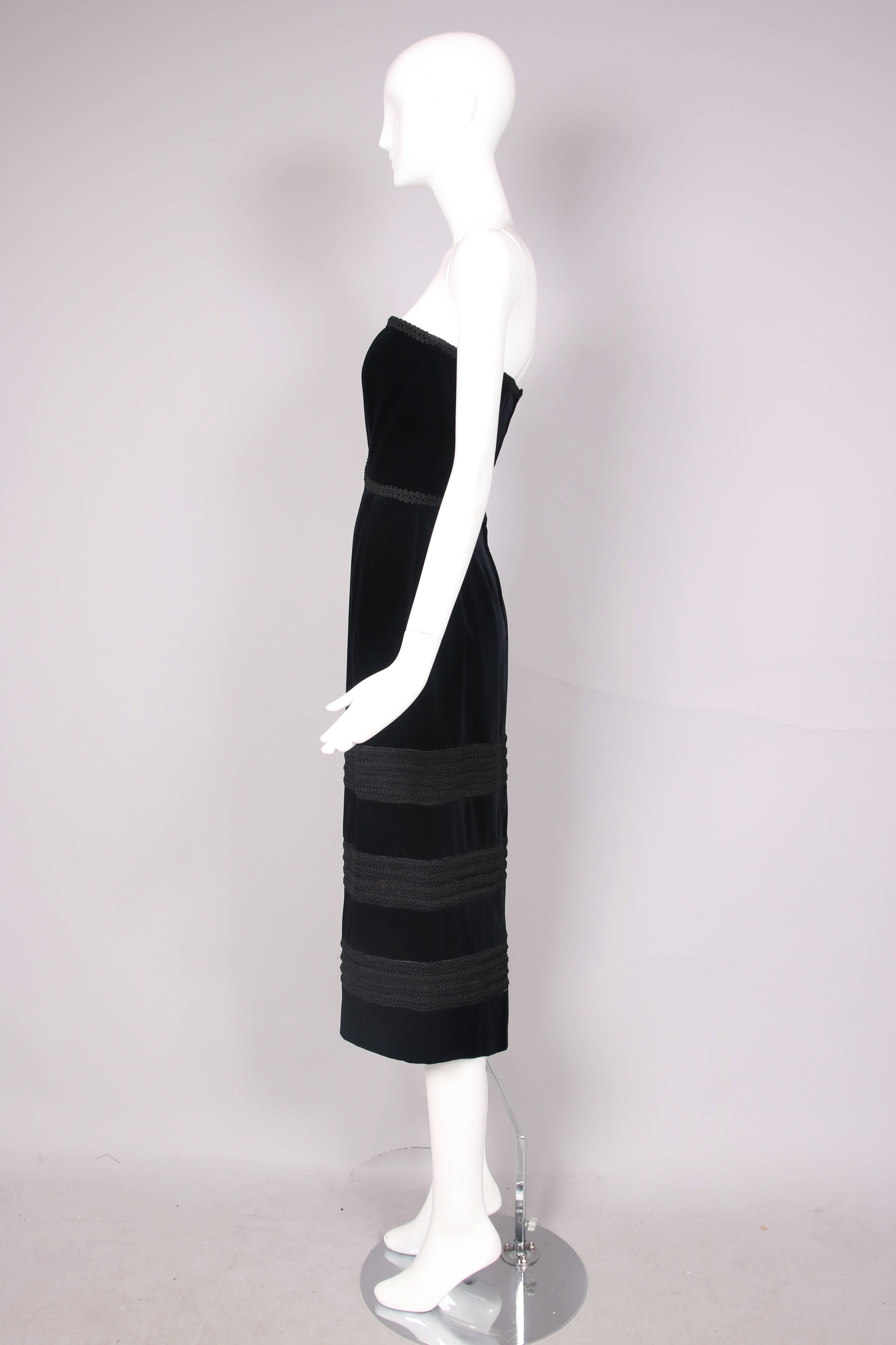 Vintage Guy Laroche Black Strapless Cocktail Dress In Excellent Condition In Studio City, CA