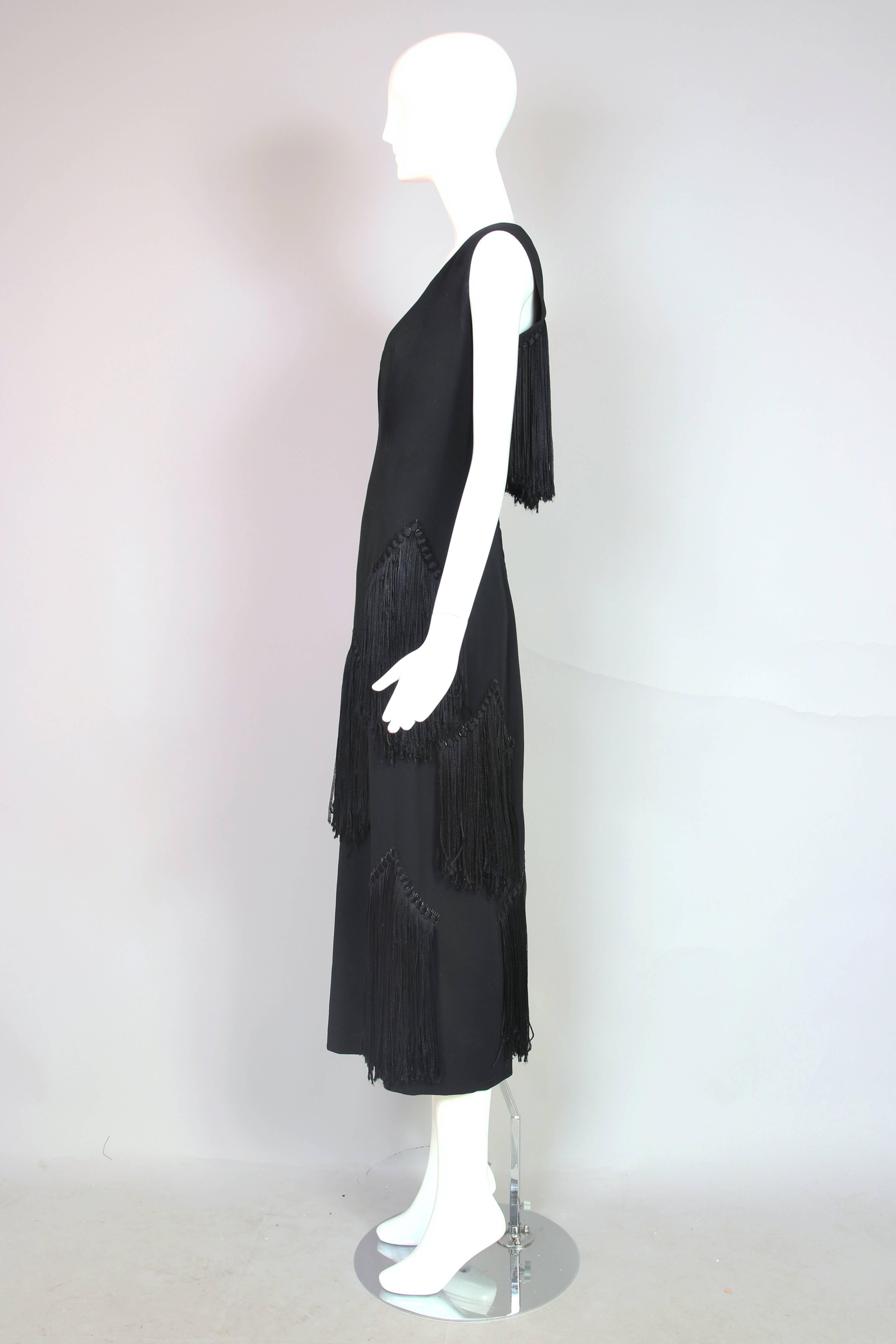 Women's 1940's Worth Sleeveless Black Wool Crepe Dress 