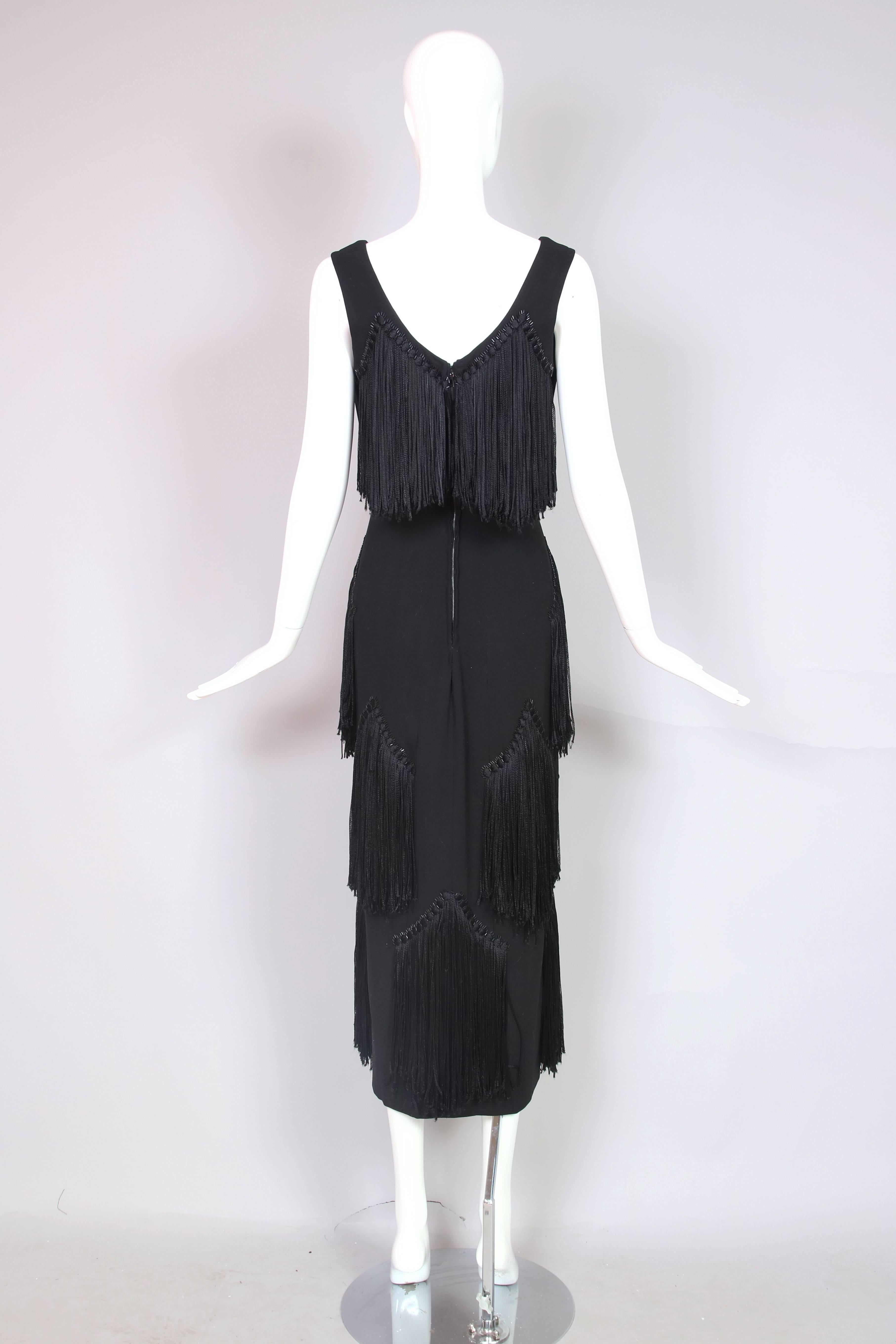 1940's Worth Sleeveless Black Wool Crepe Dress  1
