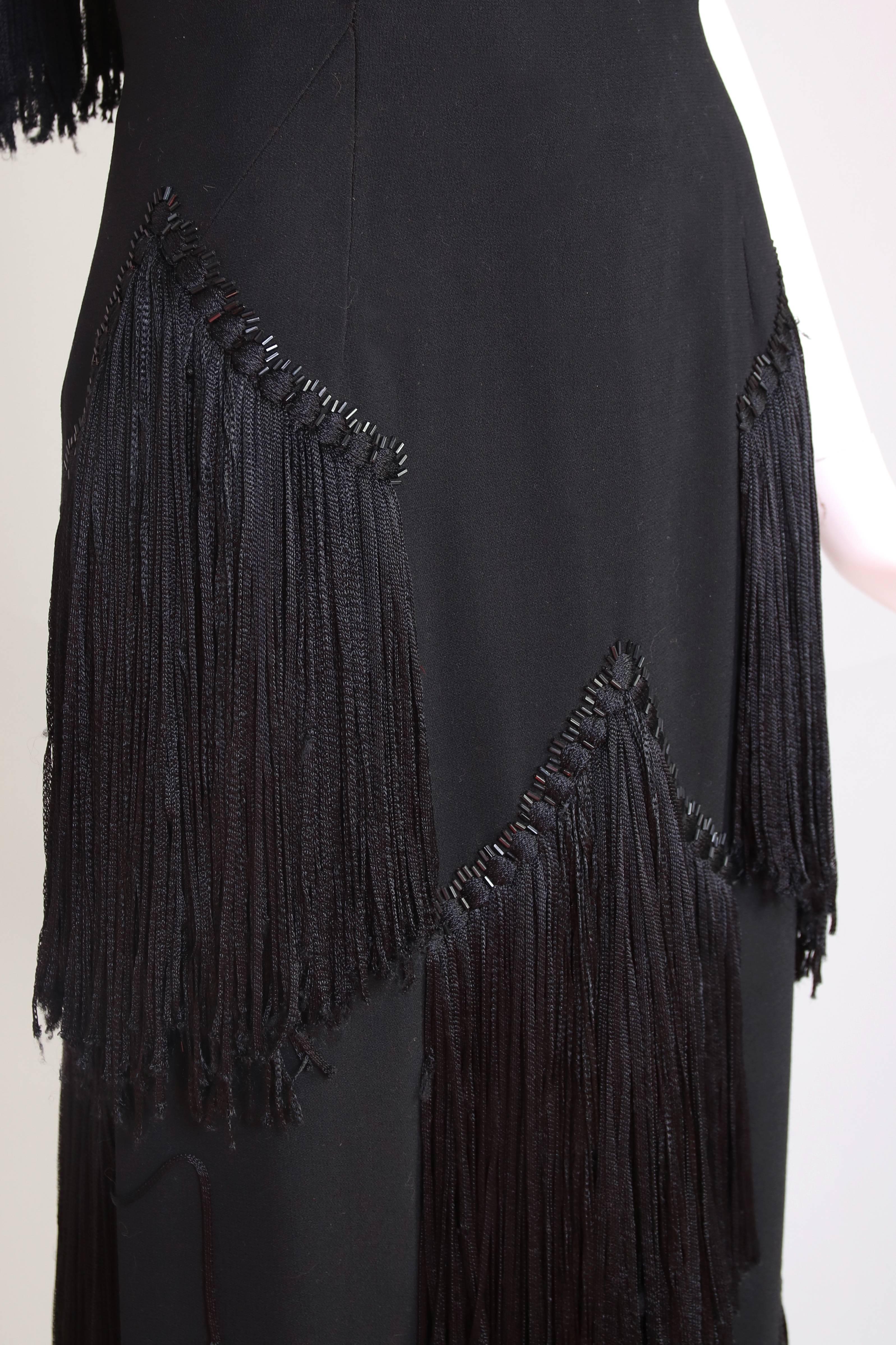 1940's Worth Sleeveless Black Wool Crepe Dress  2