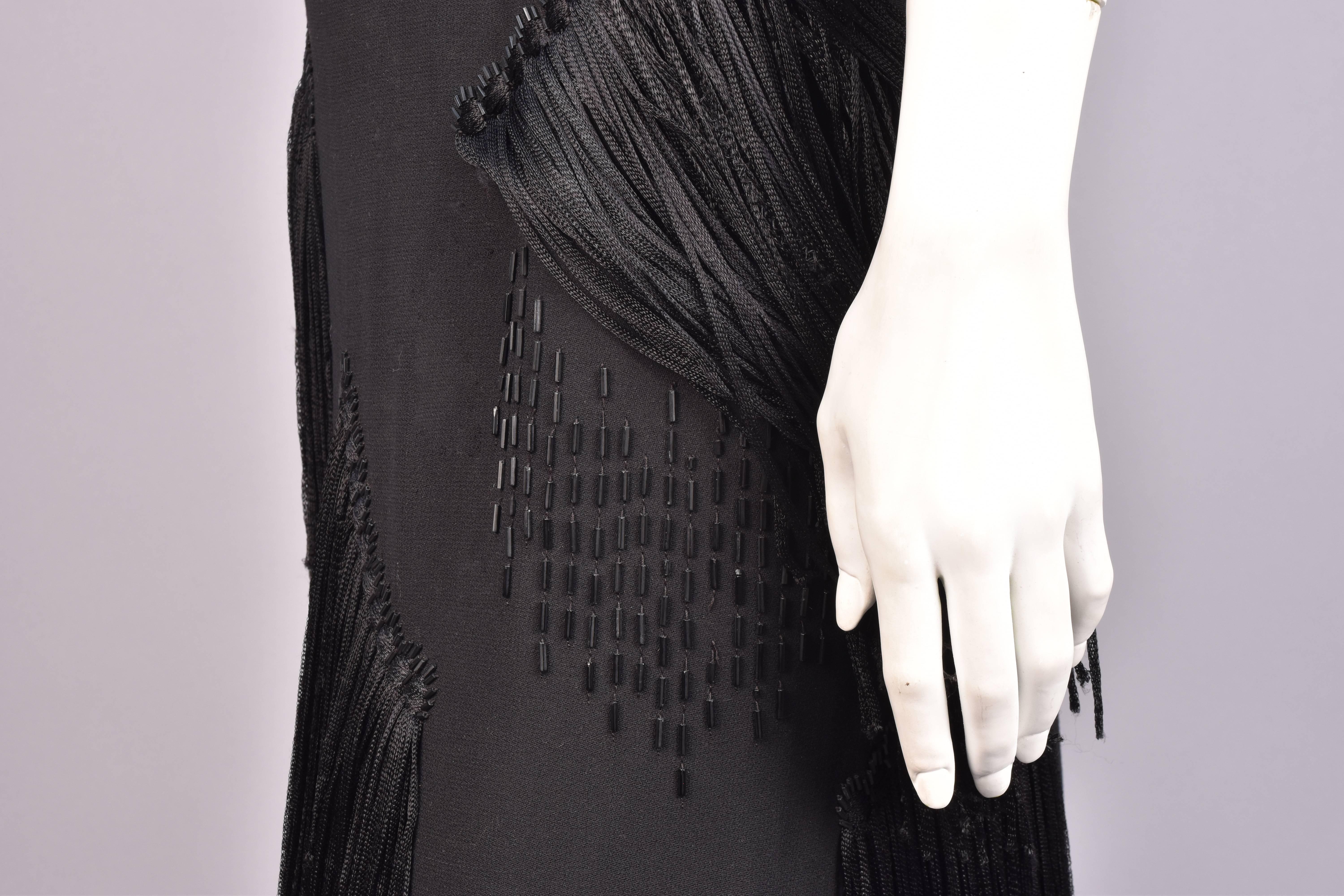 1940's Worth Sleeveless Black Wool Crepe Dress  3