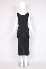 1940's Worth Sleeveless Black Wool Crepe Dress