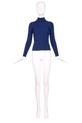 1970's Gucci Blue Mock Turtle Neck Sweater w/Suede Weave