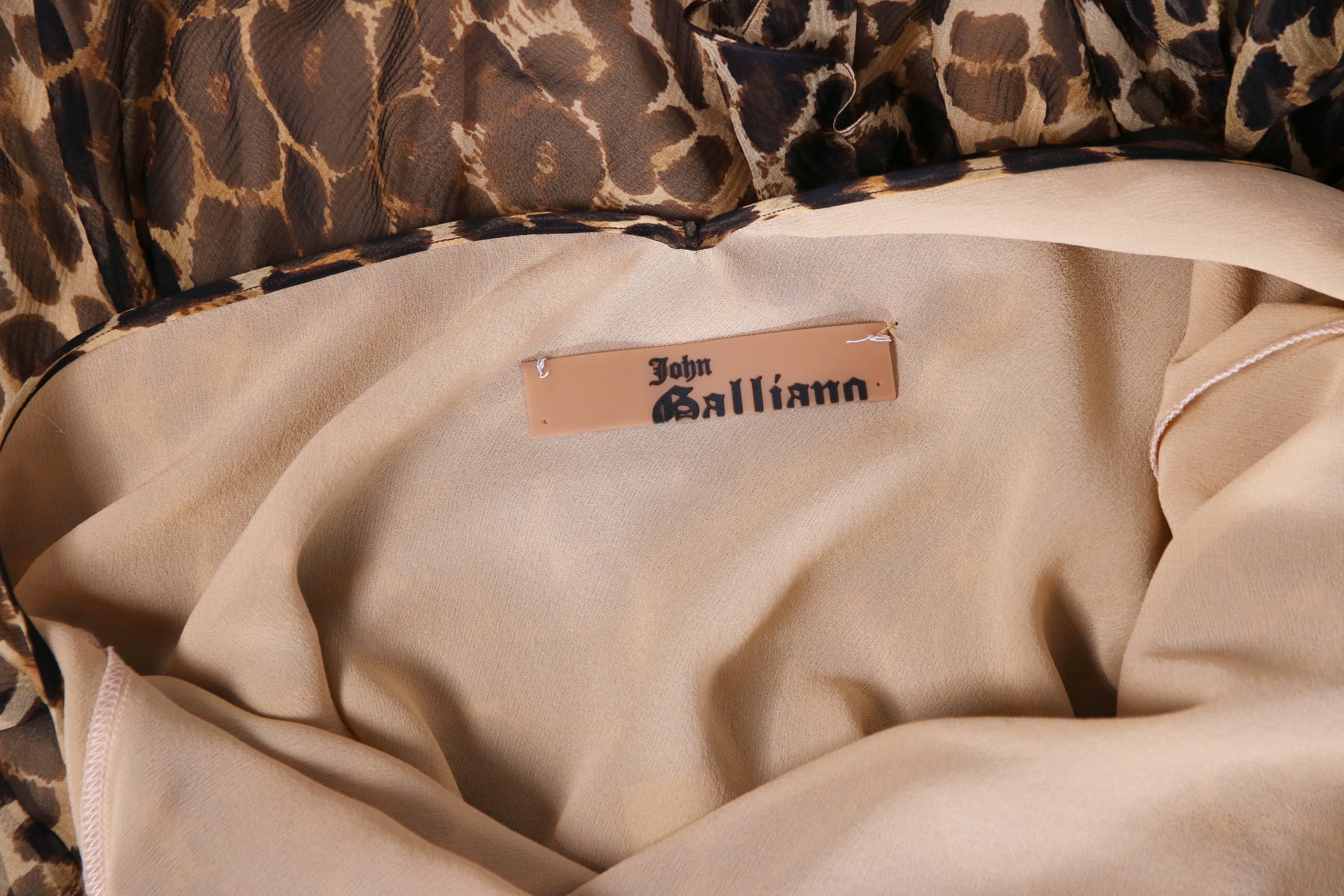 1990's John Galliano Silk Leopard Print Halter Dress W/Dropped Waist  & Belt 1