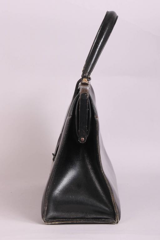 hermes black leather purse