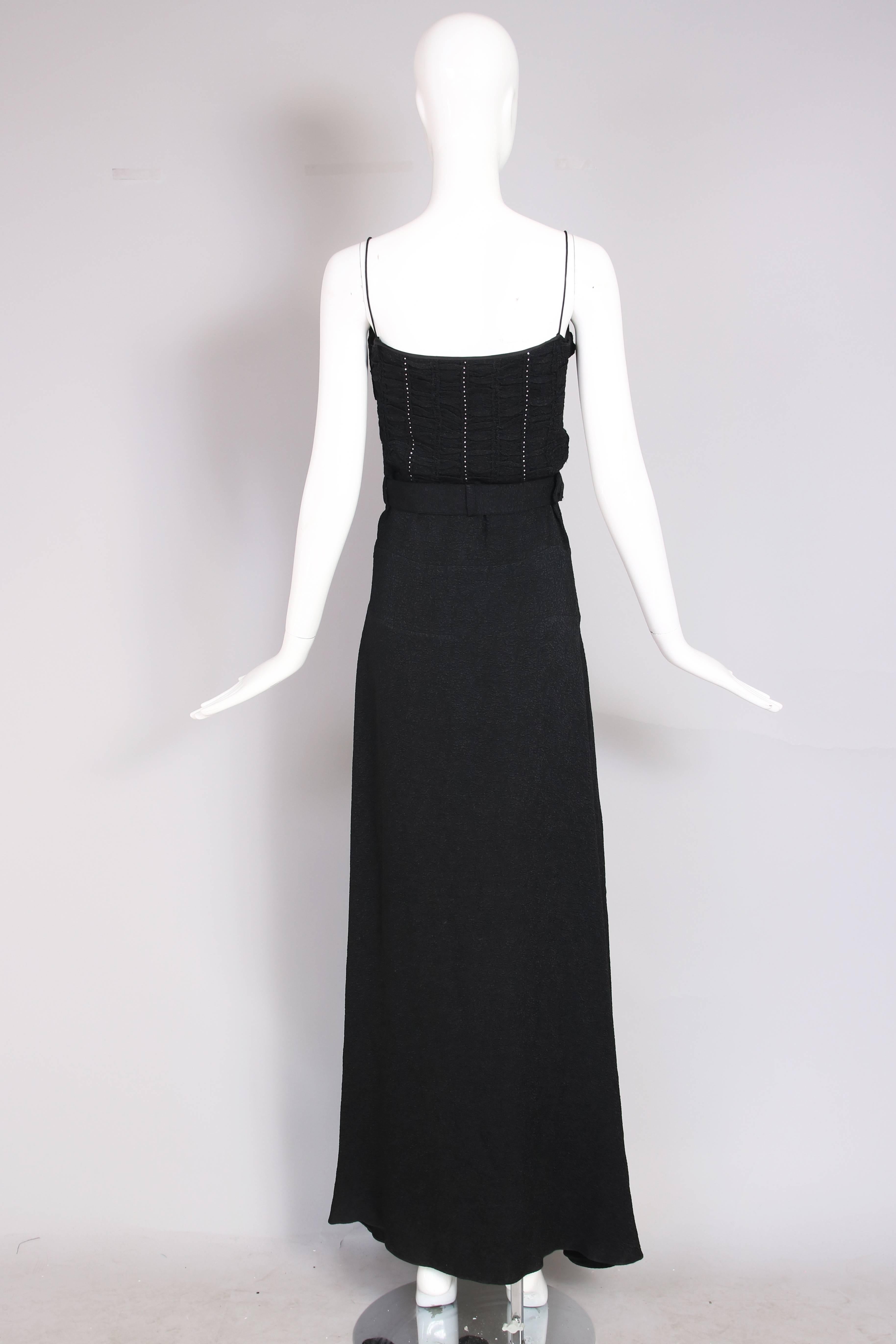 Women's John Galliano 1940s Inspired Black Evening Dress w/Decorative Bow & Rhinestones 