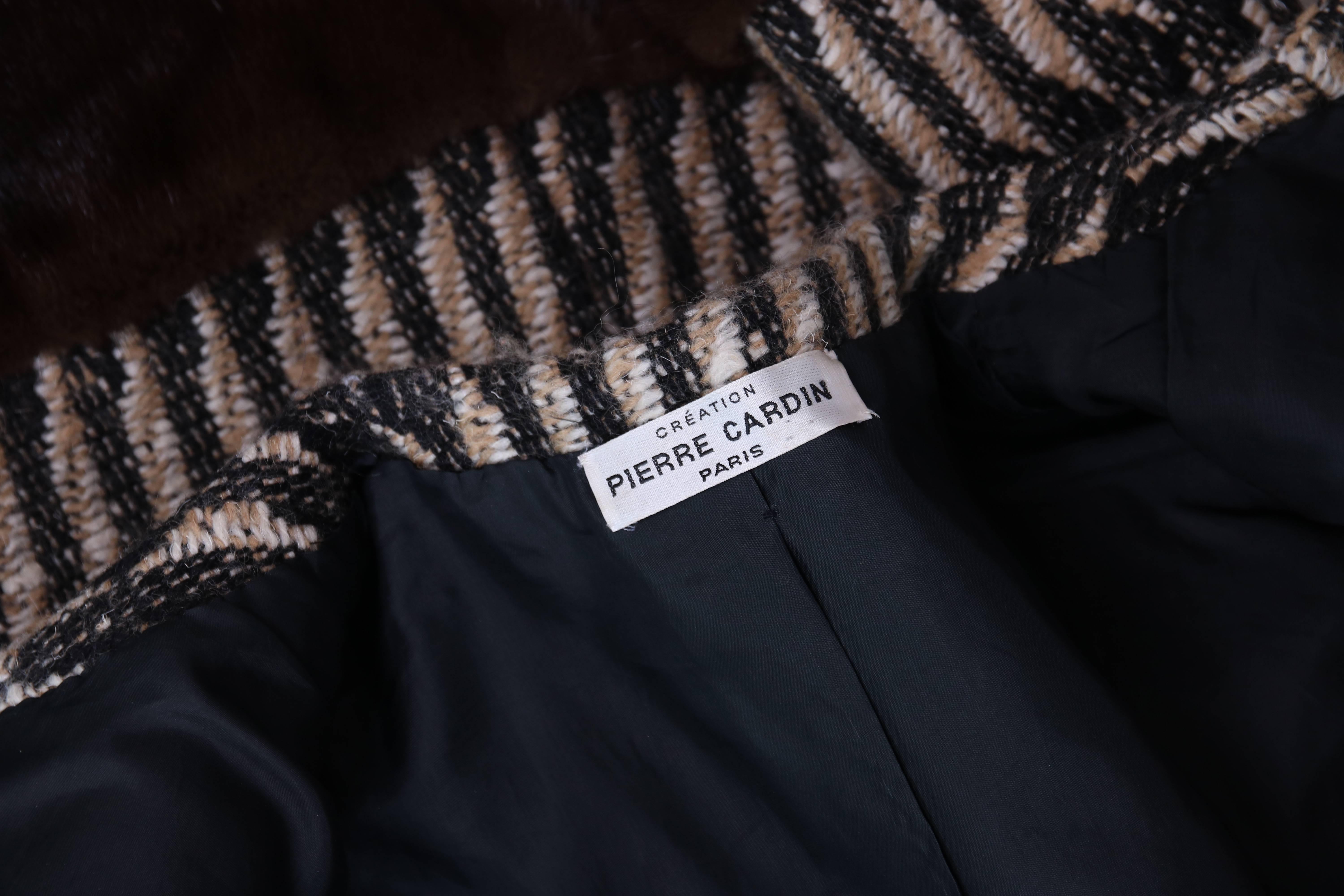 Vintage Pierre Cardin Wool Cap Sleeve Vest W/Mink Trim 1