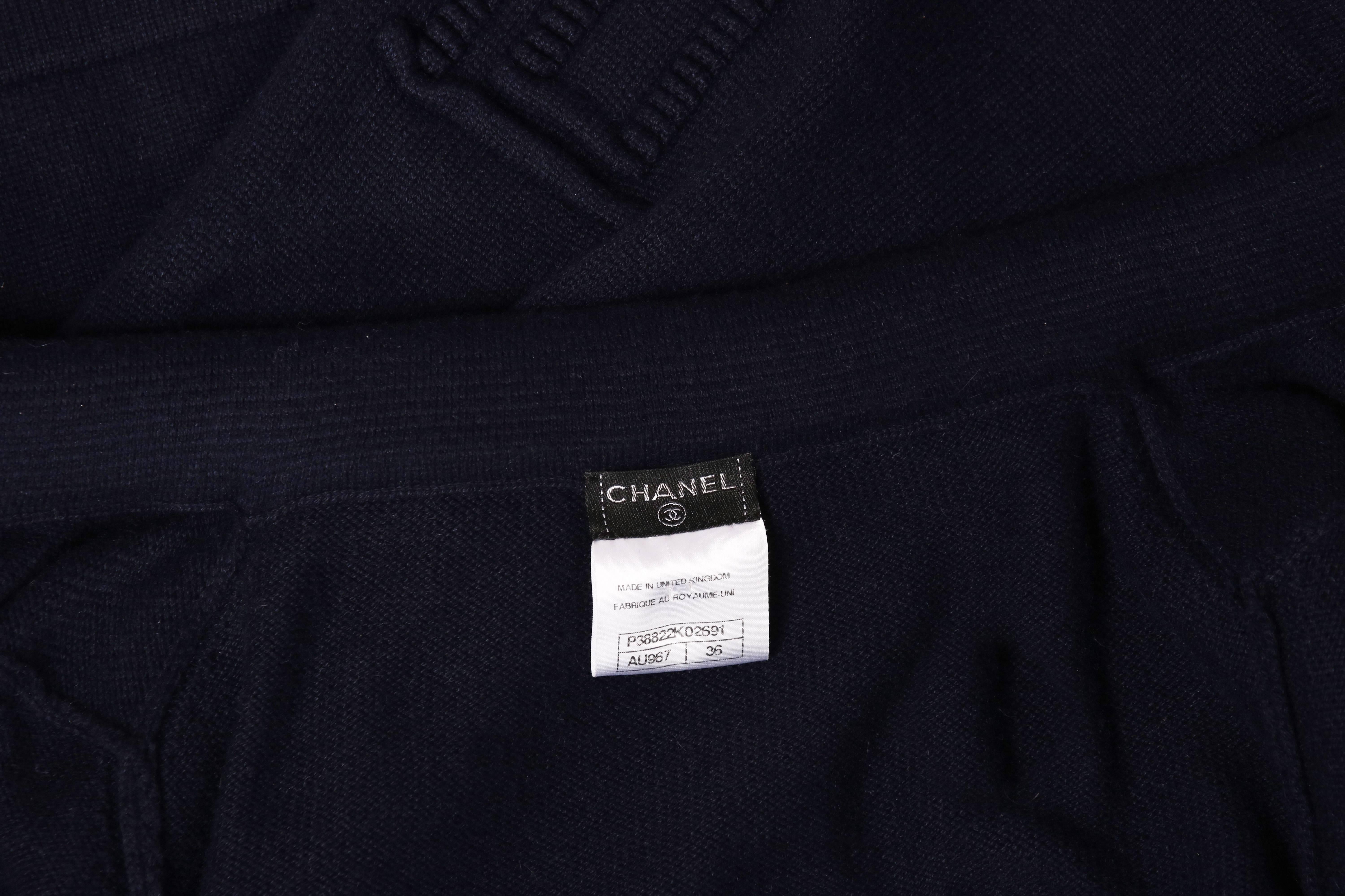 Chanel Navy Cashmere Cardigan With Bell Sleeves Waist Tie and Metal Buttons 2010 3