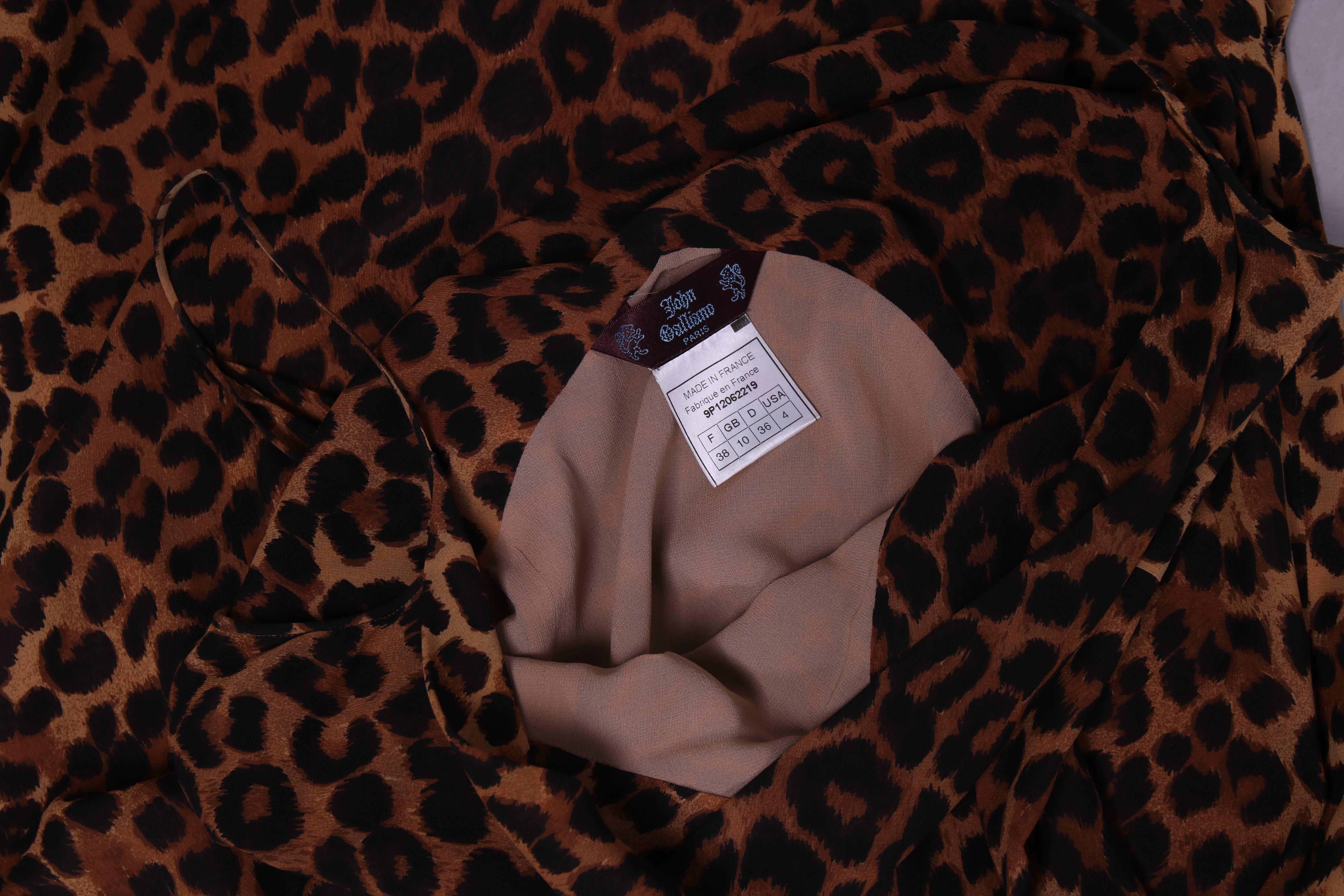 1990's John Galliano Silk Leopard Print Slip Cocktail Dress 2