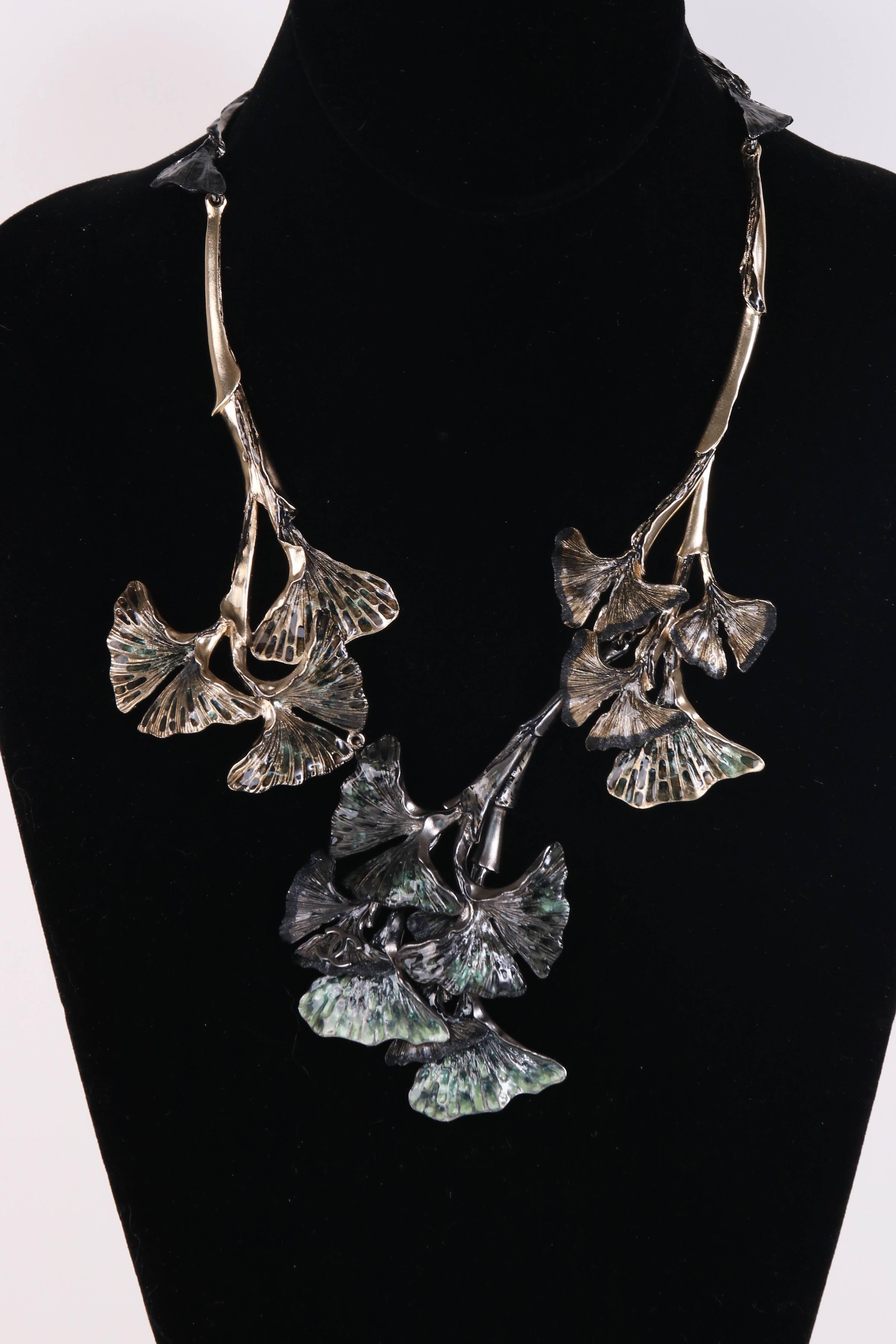 Chanel Hand-Enameled Ginkgo Leaf Motif Articulated Collar Necklace, 2011  1