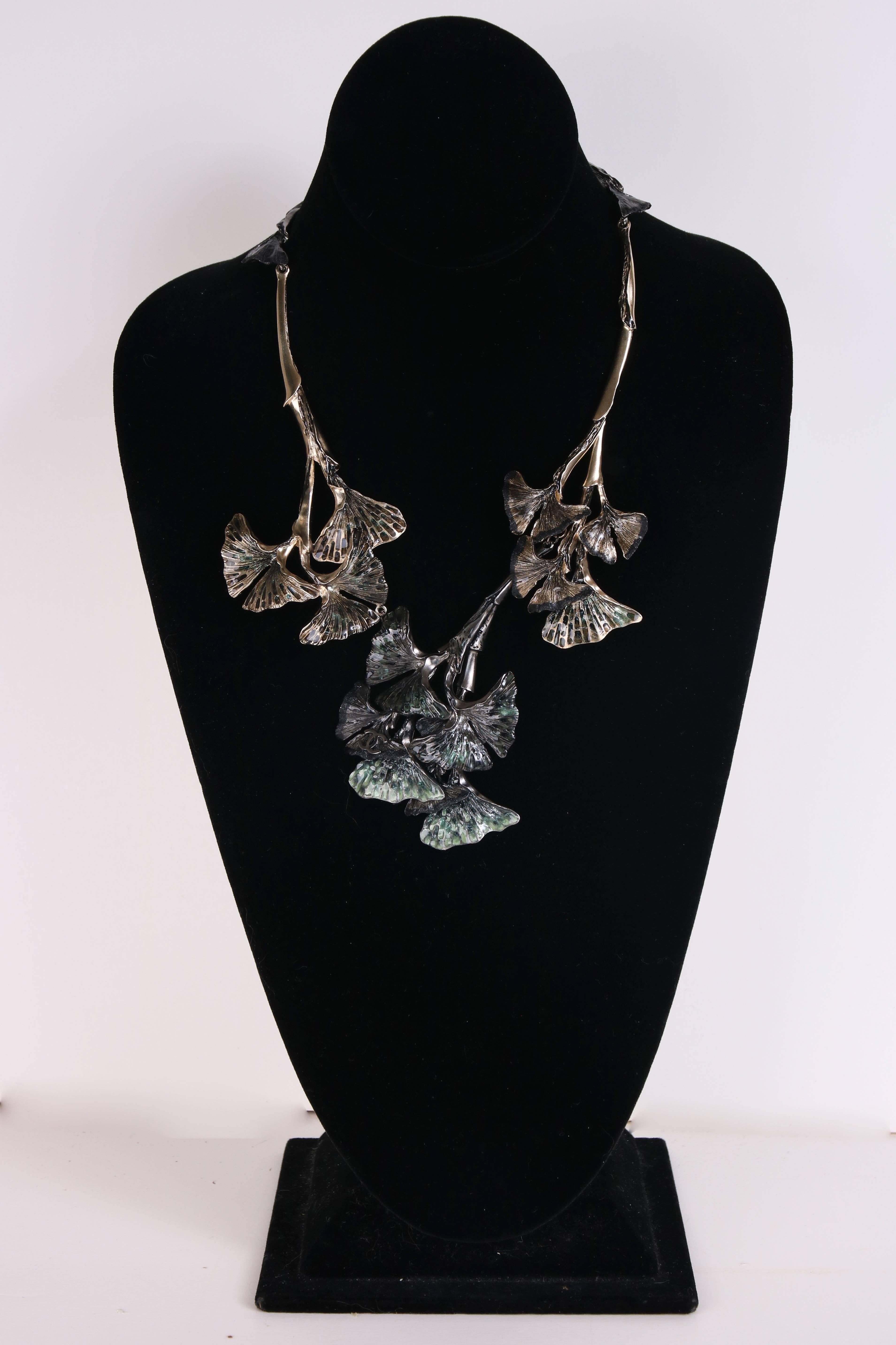 Chanel Hand-Enameled Ginkgo Leaf Motif Articulated Collar Necklace, 2011  2