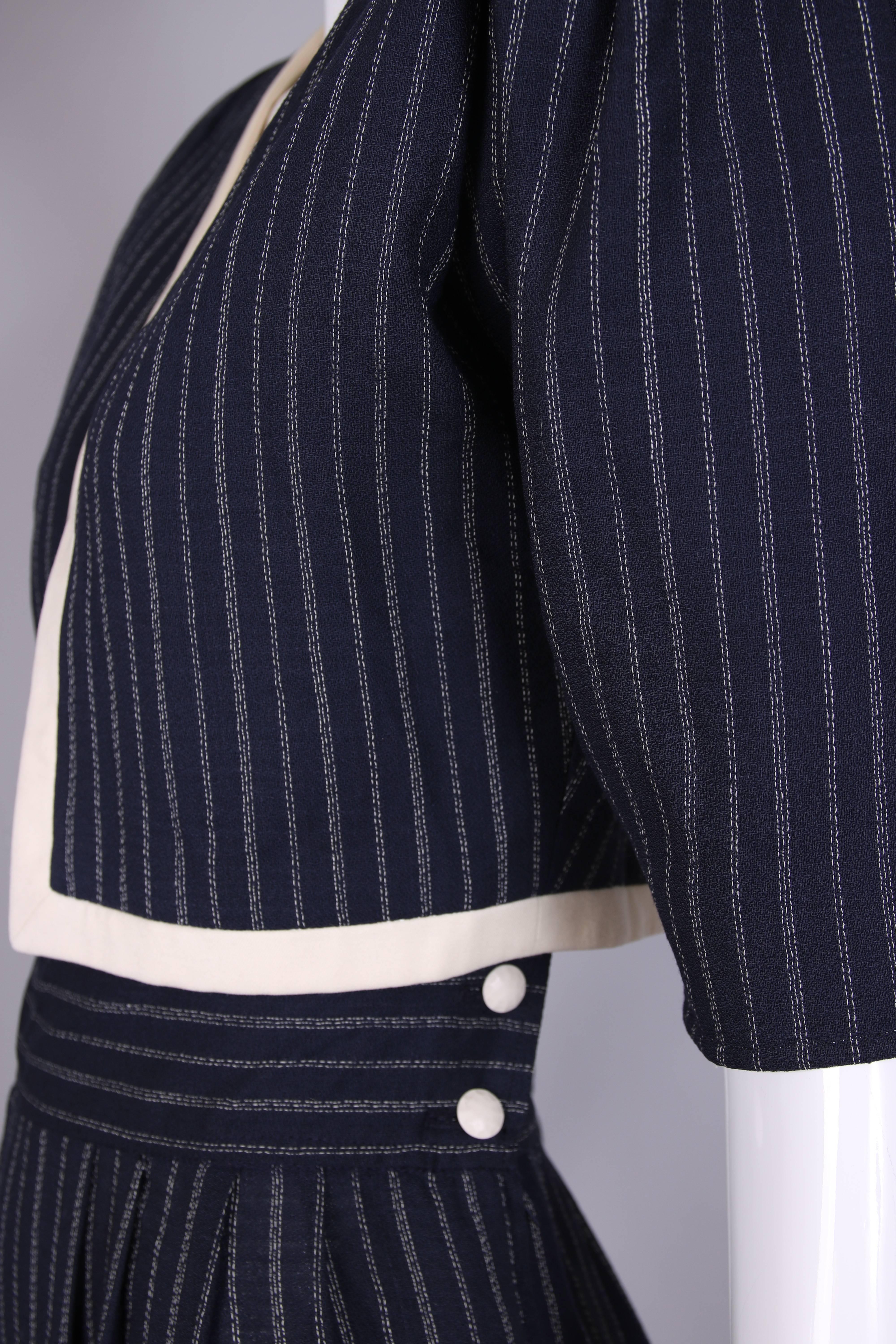 Vintage Emanuel Ungaro Pinstriped Cropped Jacket & Pant Ensemble 2