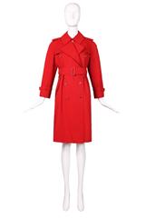 Classic Burberry Red Mid-Length Trench Coat