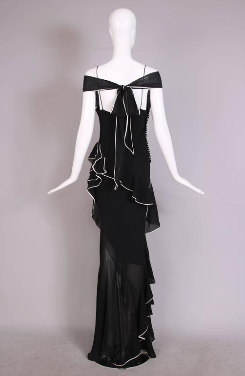 2005 Christian Dior by Galliano Black Silk Chiffon Bias-cut Ruffle ...