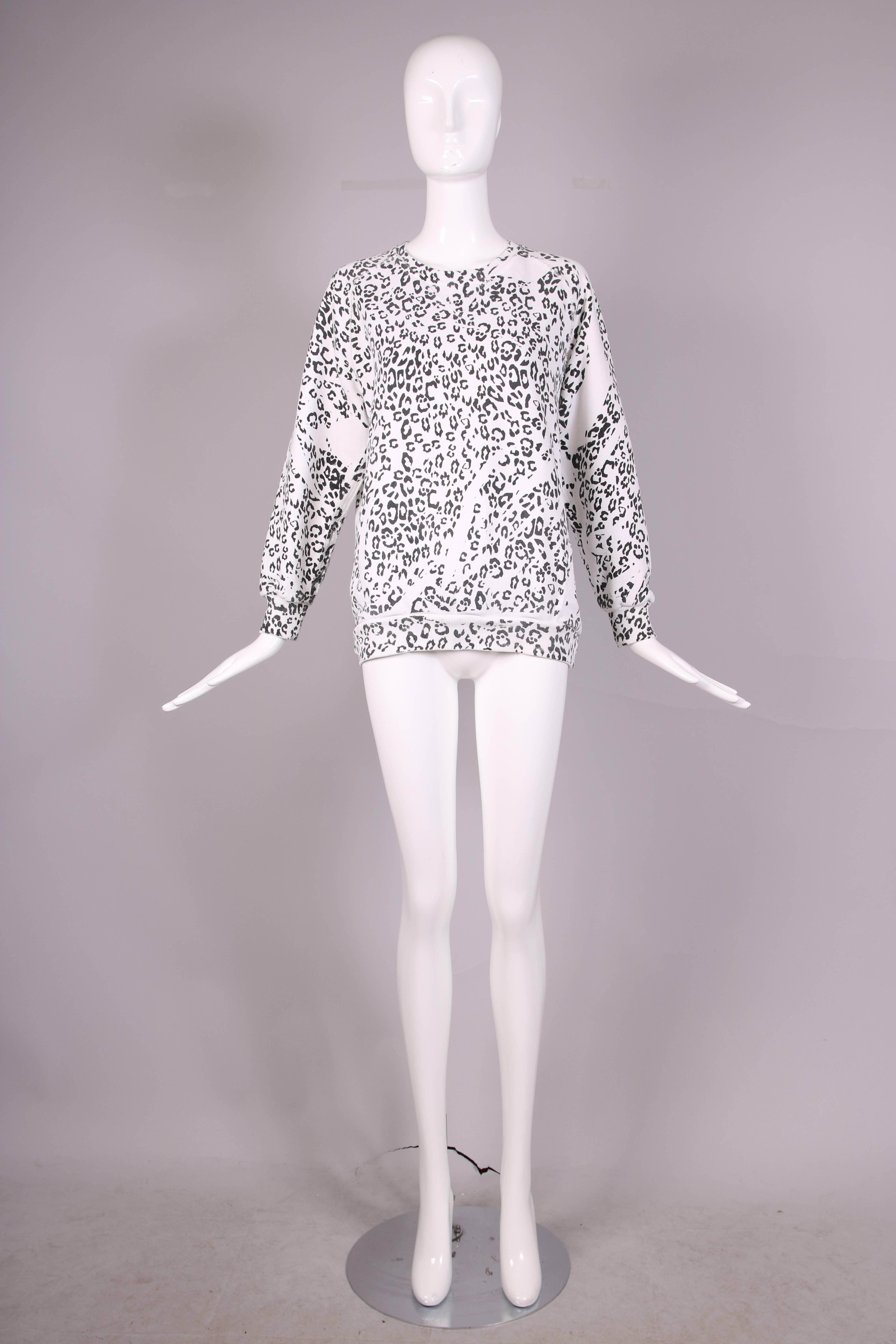 Gray Pierre Balmain Black & White Leopard Print Long Sleeved Scooped Neck Sweatshirt