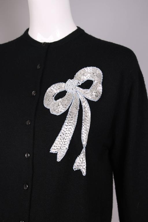 Vintage Schiaparelli Black Cashmere Cardigan Sweater W  display picture 1
