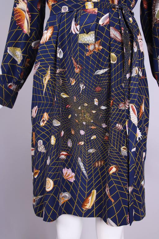 1970's Gucci Graphic Silk Belted Shirtdress W/Iconic Shell Print at 1stDibs