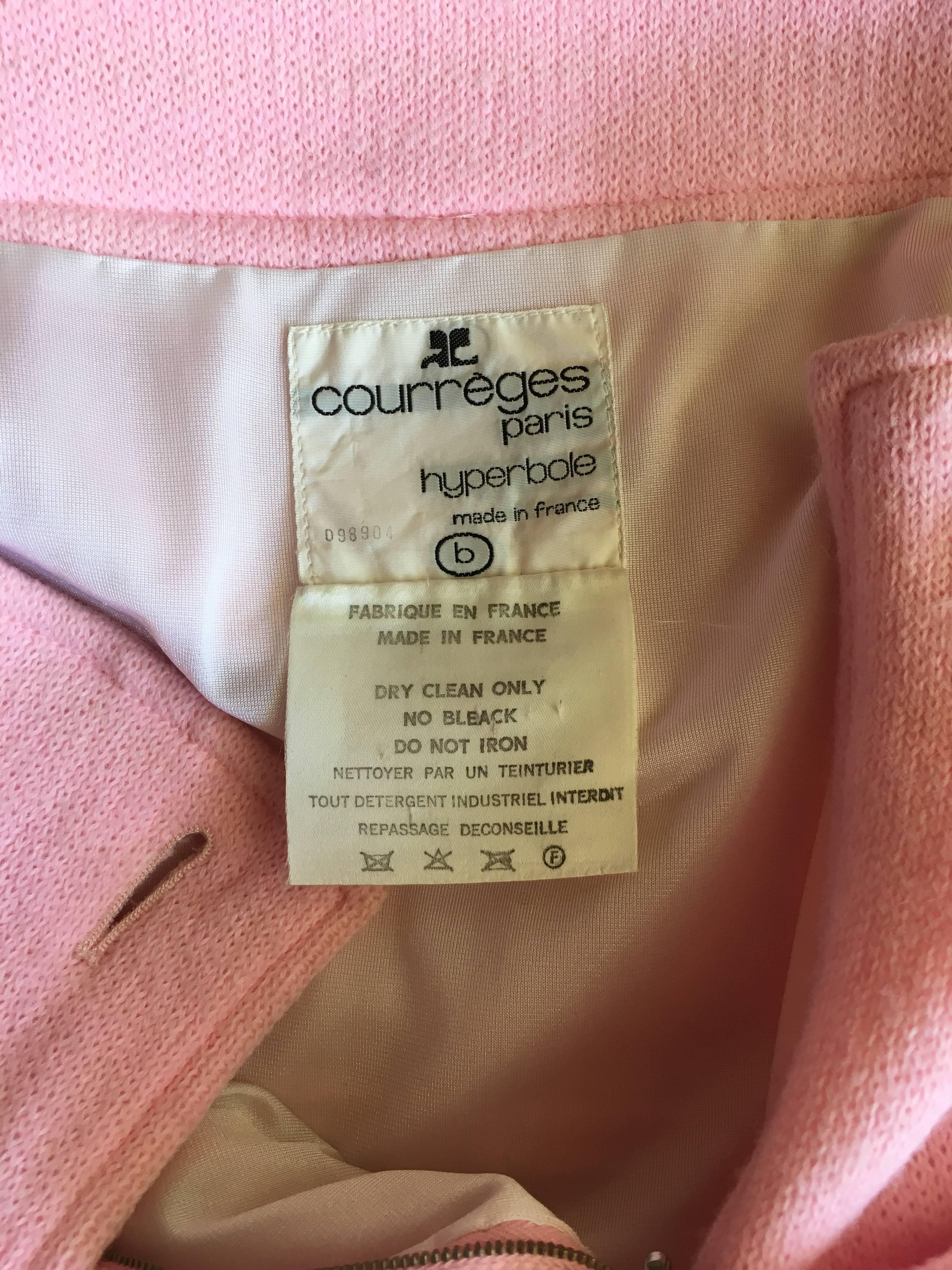 1973 Courreges Baby Pink Wool Pinafore Dress No. 098904 In Excellent Condition In Studio City, CA
