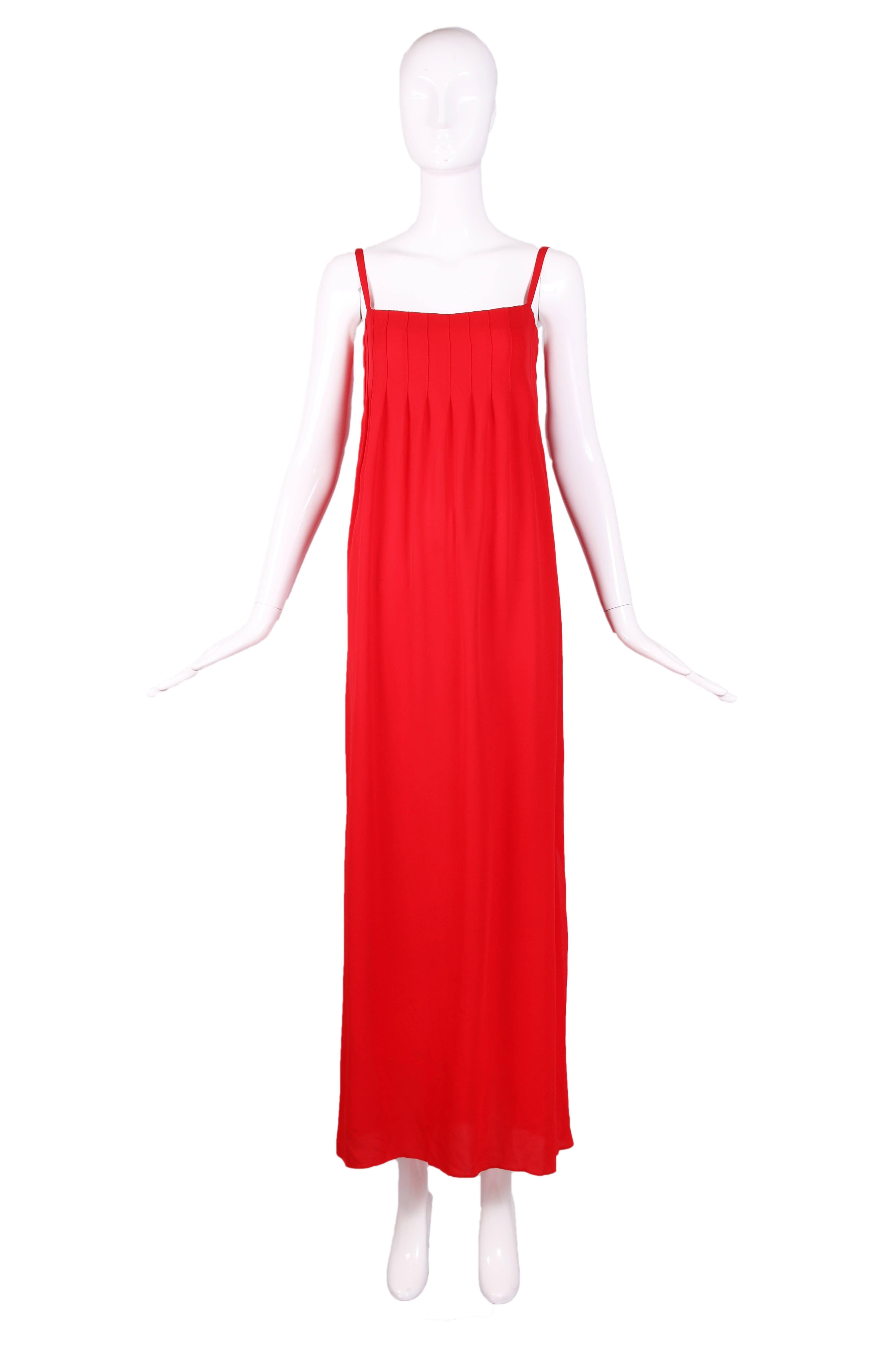 Women's 1970 Christian Dior Demi-Couture Red Silk Maxi Dress & Cape Ensemble No. 40008