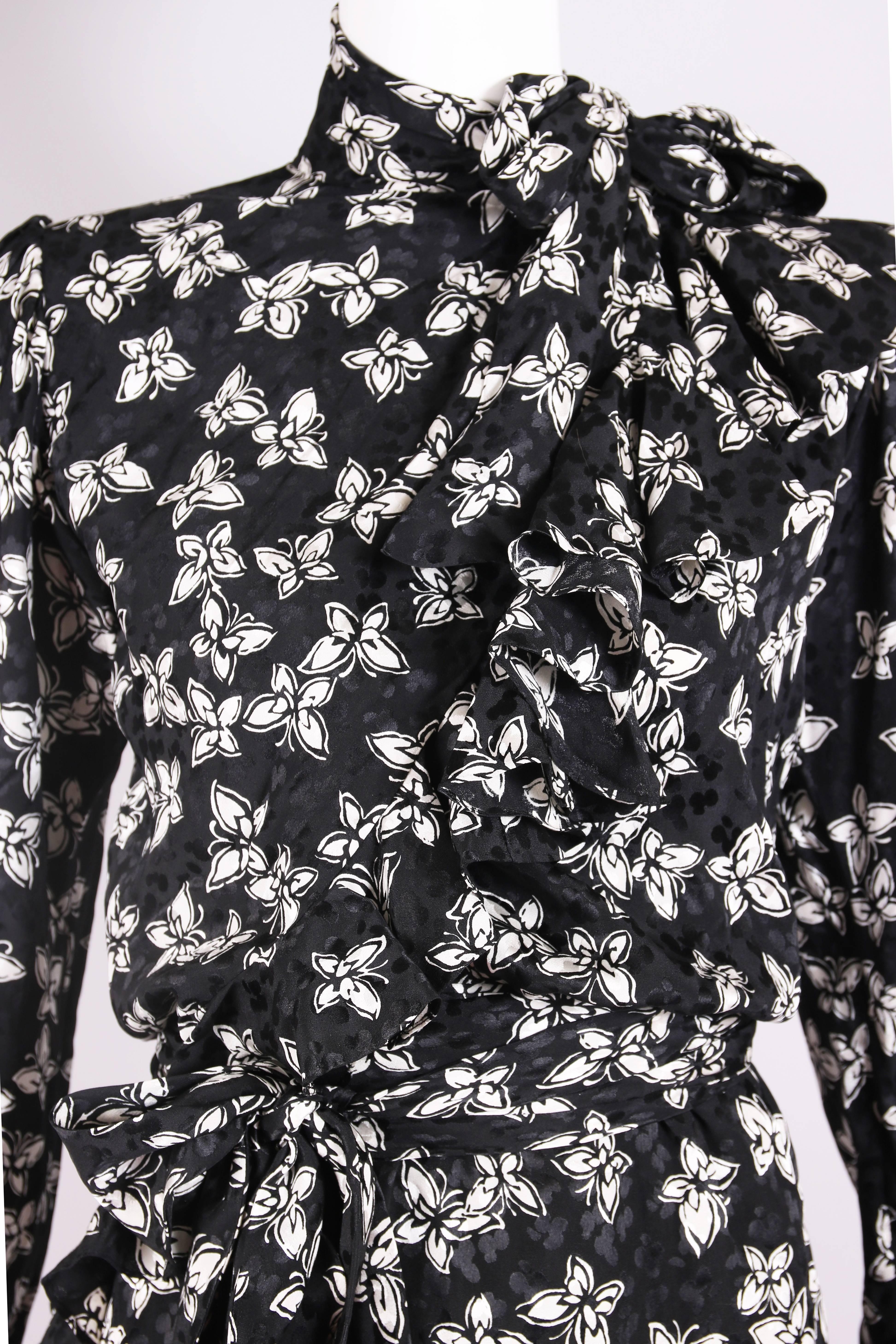 Women's Vintage Yves Saint Laurent YSL Haute Couture Silk Butterfly Print Dress No.54033